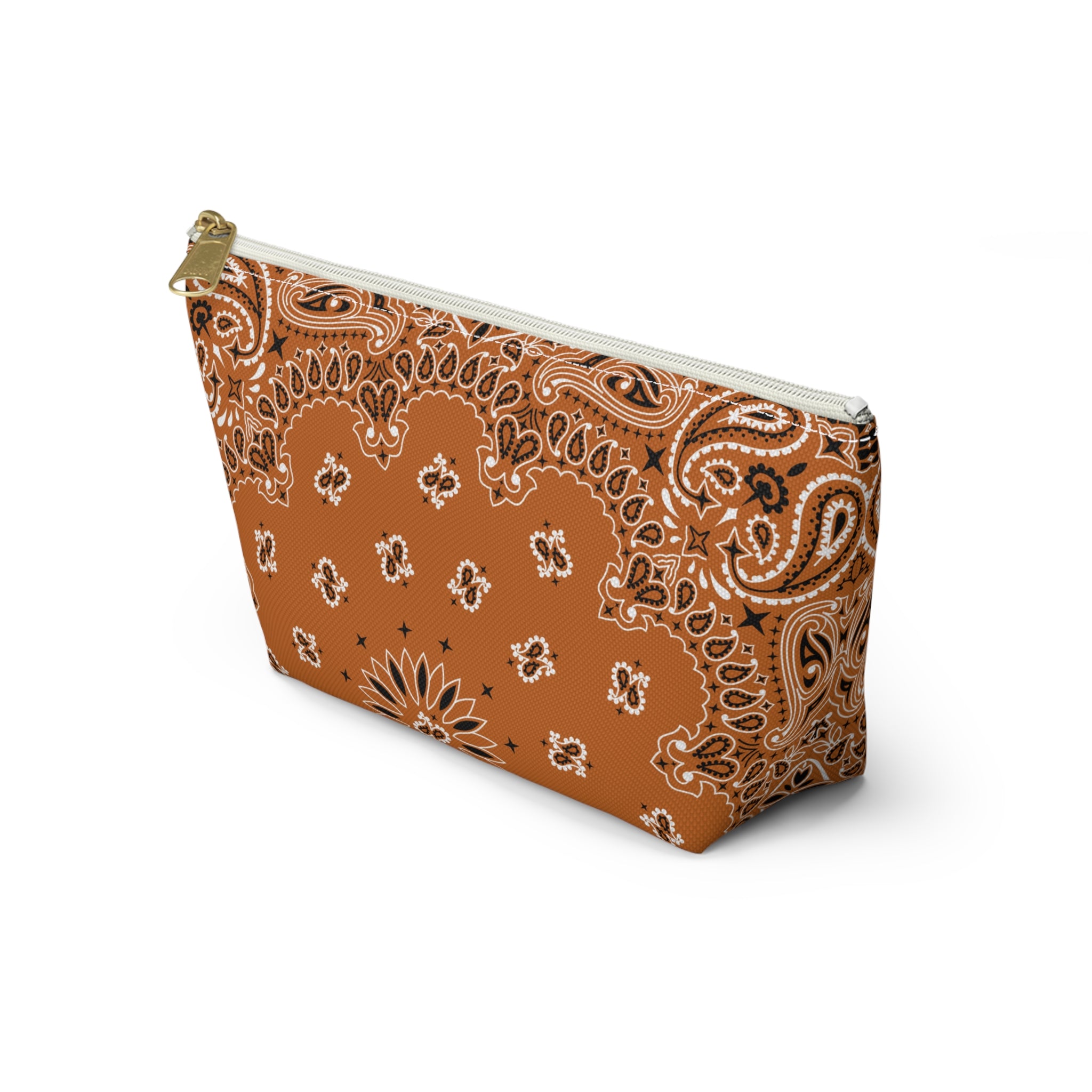 Burnt Orange Bandana Jewelry Pouch - Travel Organizer, Pencil Bag, Gift for Her, Cosmetic Makeup Bag, Cute Accessory Case