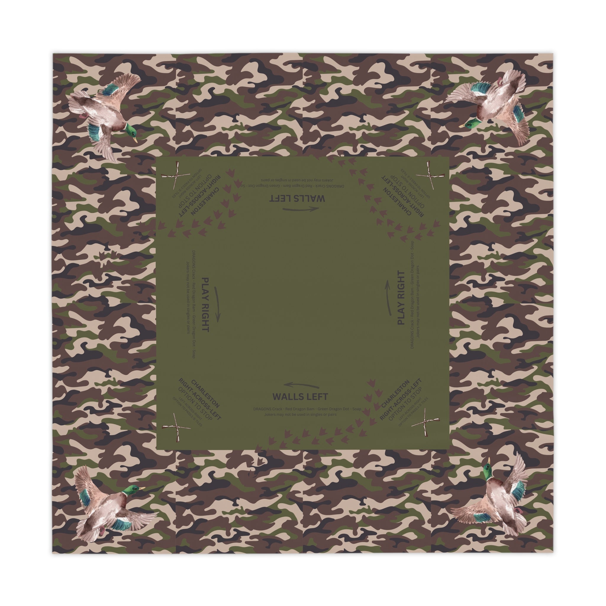 Duck Hunt Camo Mahjong Tablecloth, Camouflage, Game Night, Guys Away Girls Will Play, Gaming Table Cover, Beginner, 55 x 55