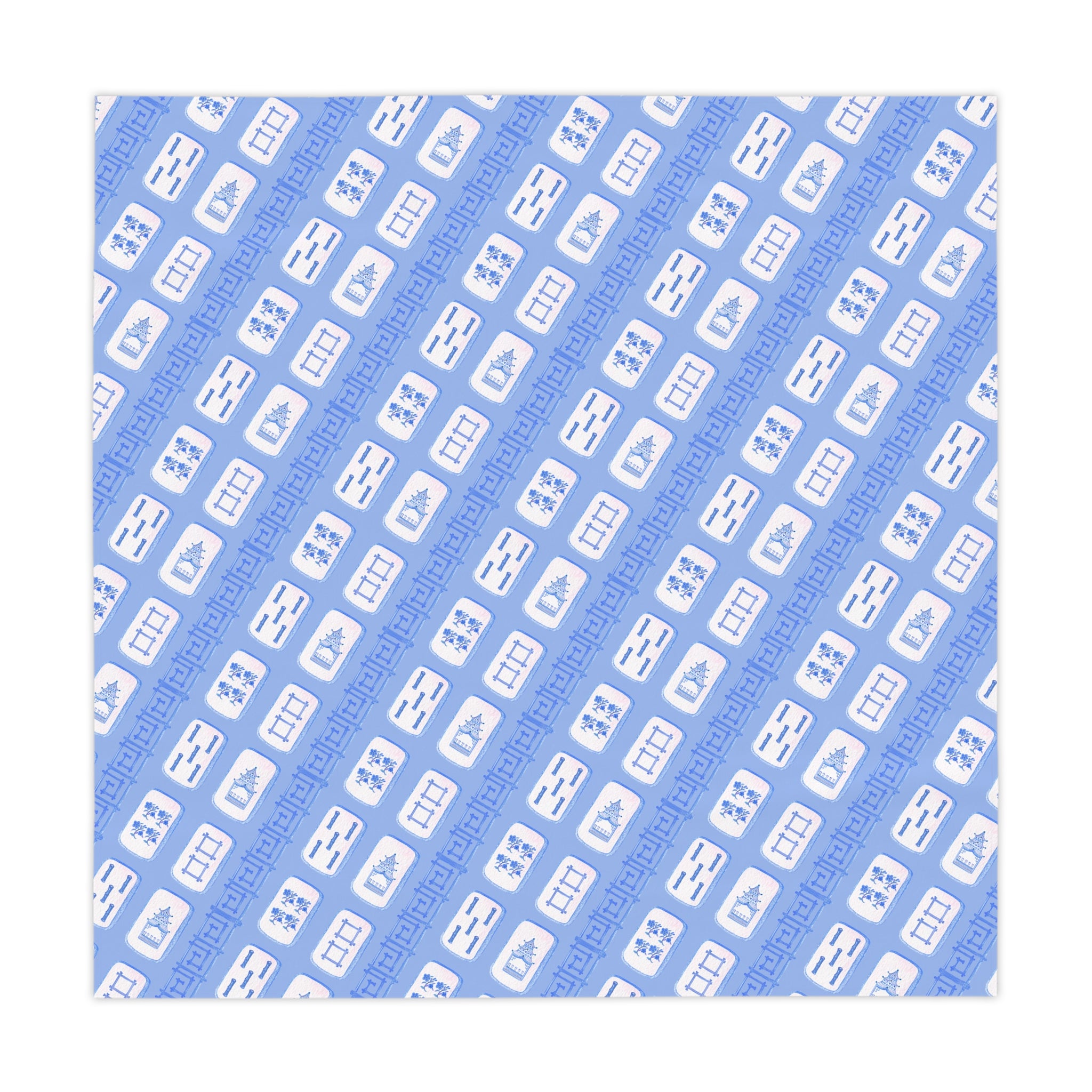 Blue Chinoiserie Mahjong Tile Tablecloth, Grandmillennial Table Cover, Hostess Gift, Game Night, West Palm Beach Style, Preppy Bamboo