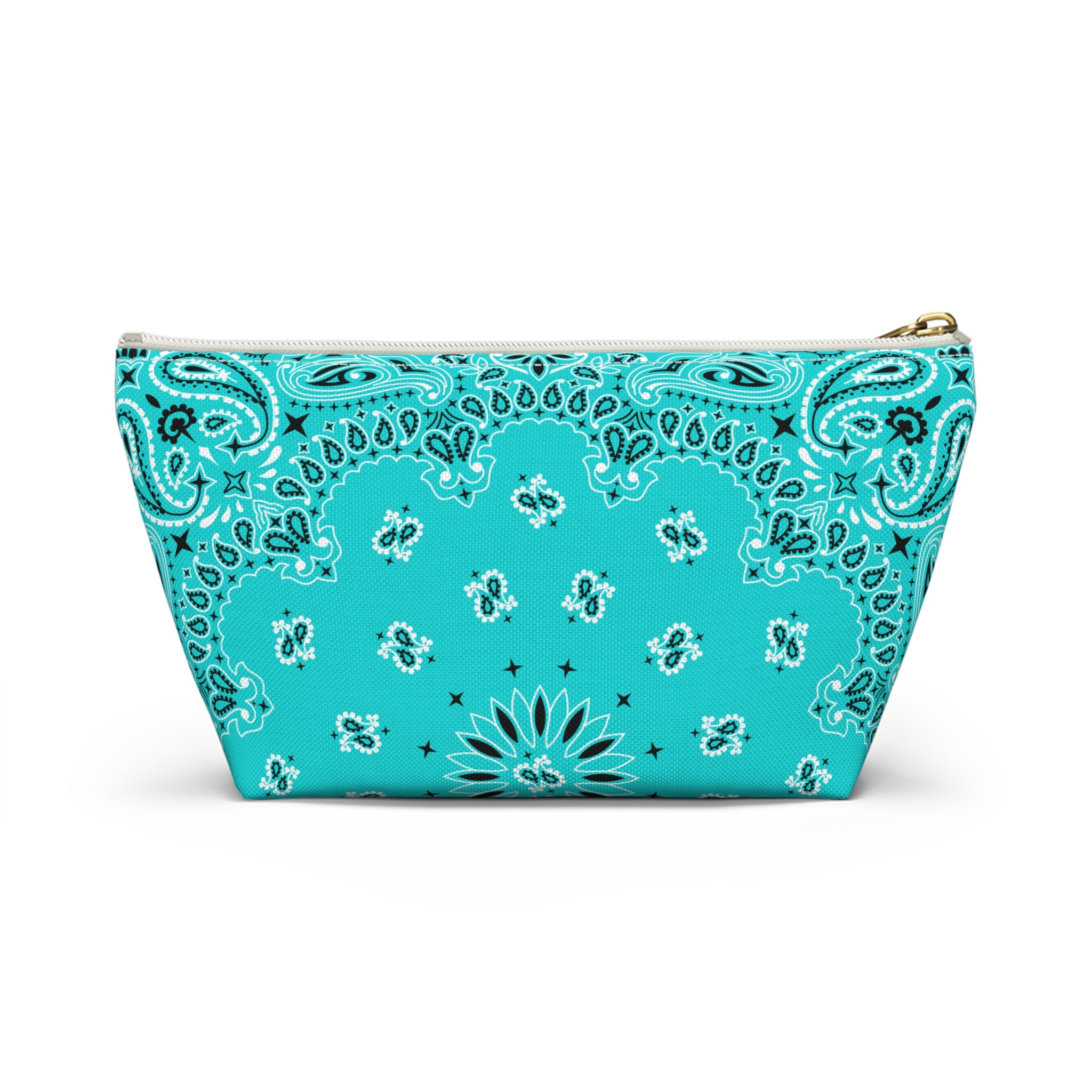 Teal Blue Bandana Jewelry Pouch - Travel Organizer, Pencil Bag, Gift for Her, Cosmetic Makeup Bag, Cute Accessory Case