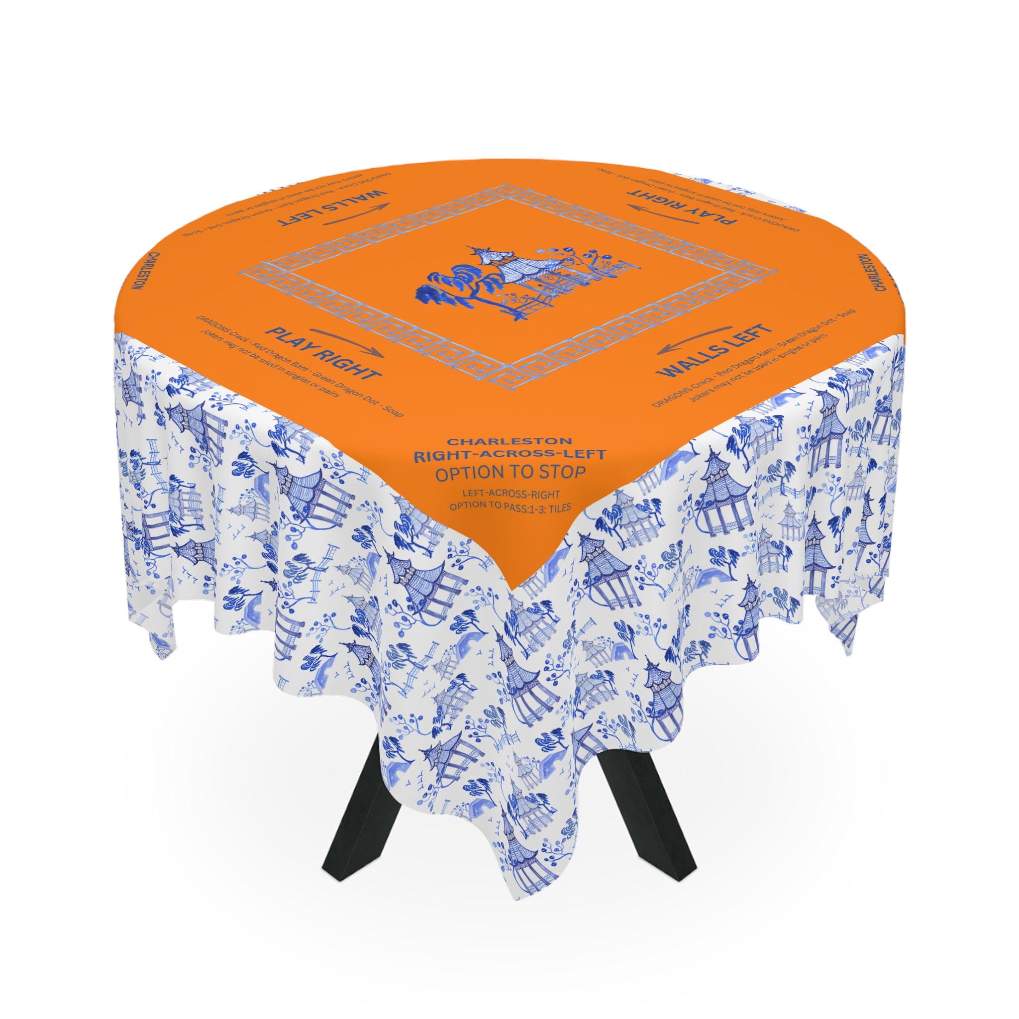 Blue Pagoda Tablecloth, Grandmillennial Table Cover, Hostess Gift, Charleston Rules, Beginner Instructions