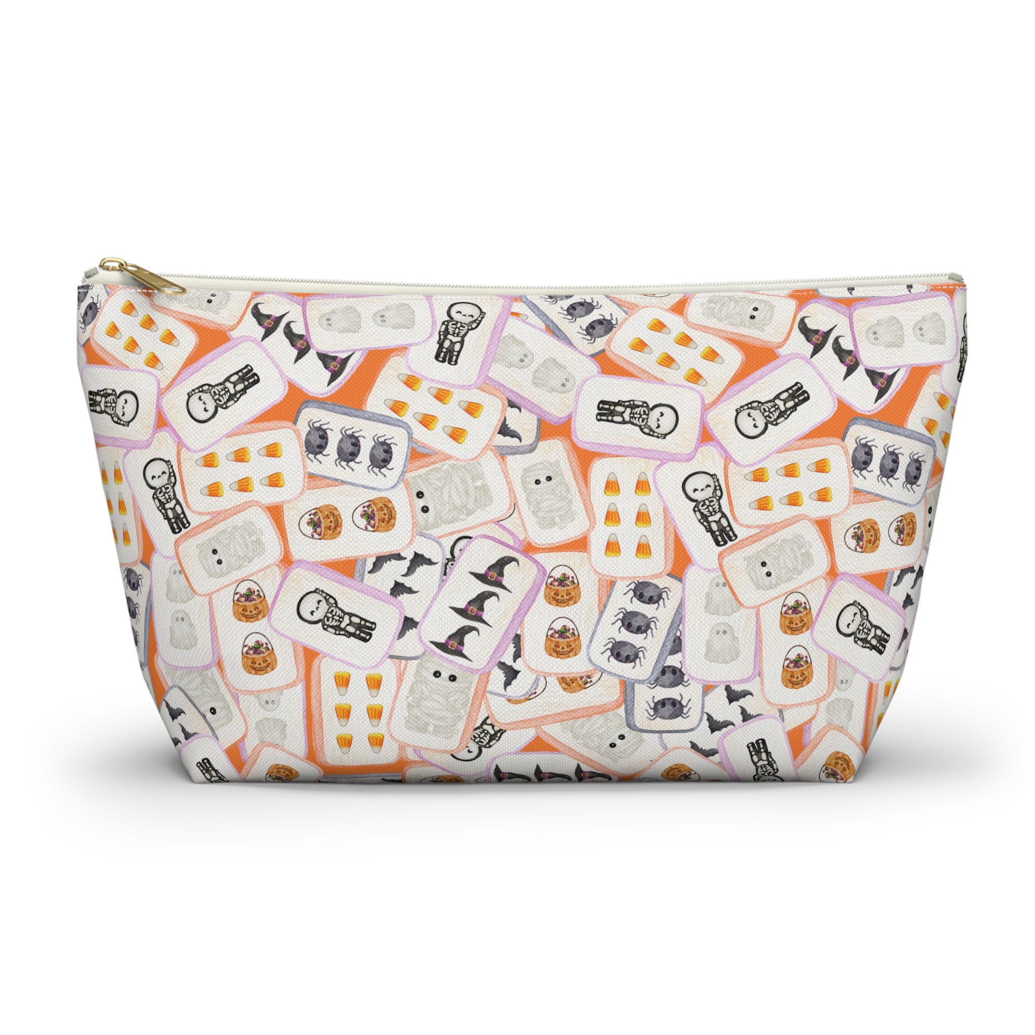 Halloween MAHJONG Tiles Pouch, Hostess Gift, Large and Small Sizes, Game Night Prize, Bat, Witch, Skeleton, Mummy, Pumpkin, Candy Corn, Bat