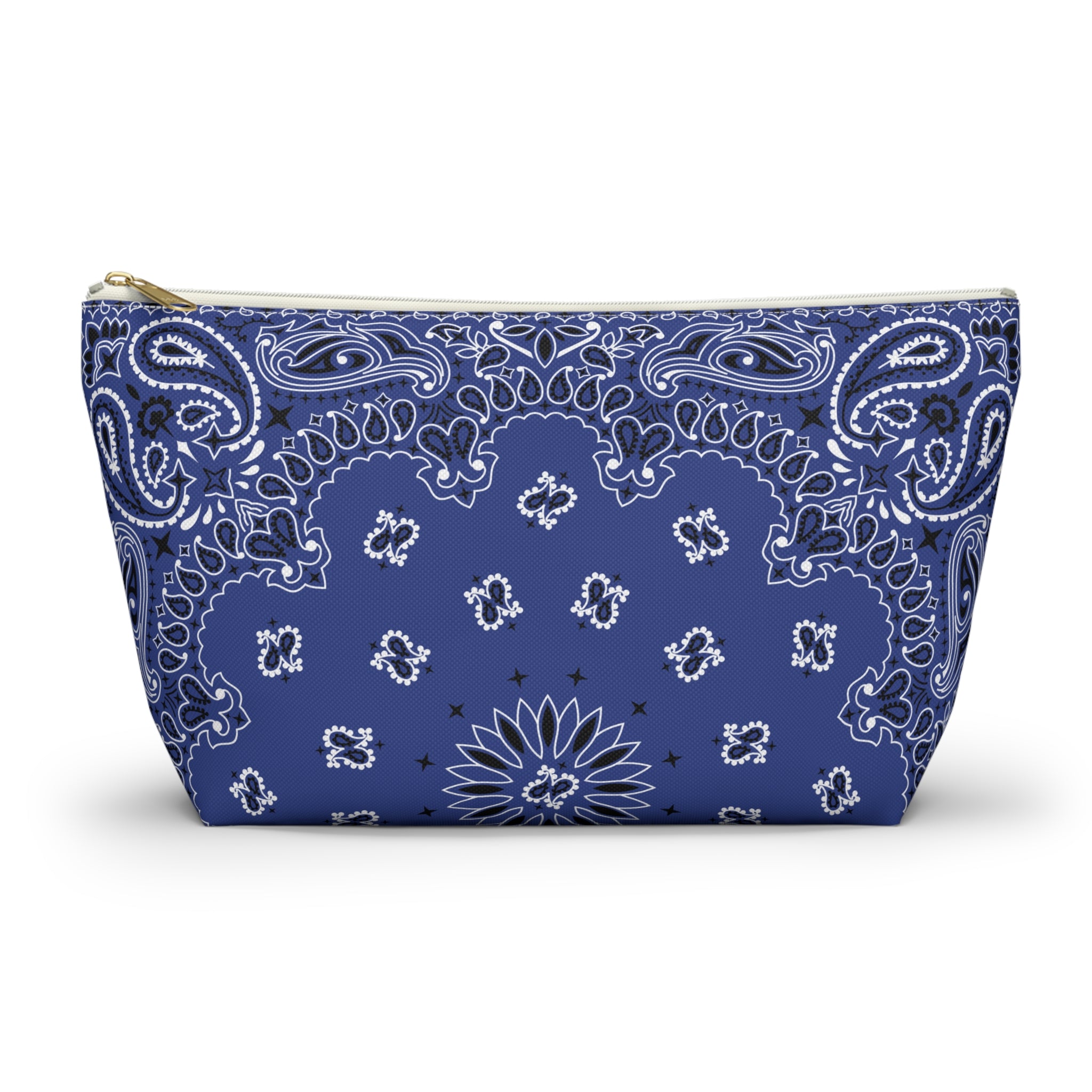 Blue Bandana Jewelry Pouch - Travel Organizer, Pencil Bag, Gift for Her, Cosmetic Makeup Bag, Cute Accessory Case