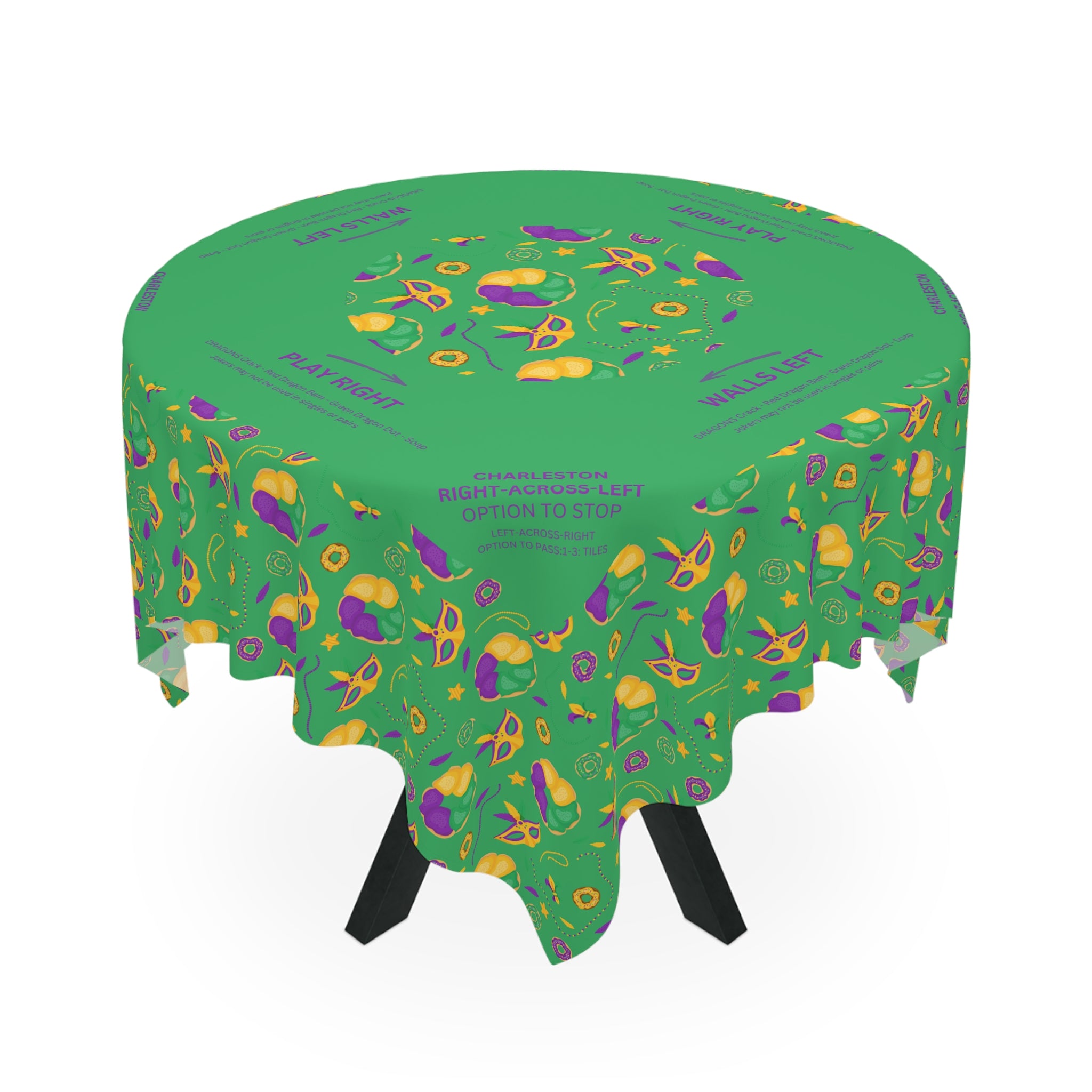 Mardi Gras MAHJONG Tablecloth, With Instructions, Size 55 x 55, Learning to play, Beginner