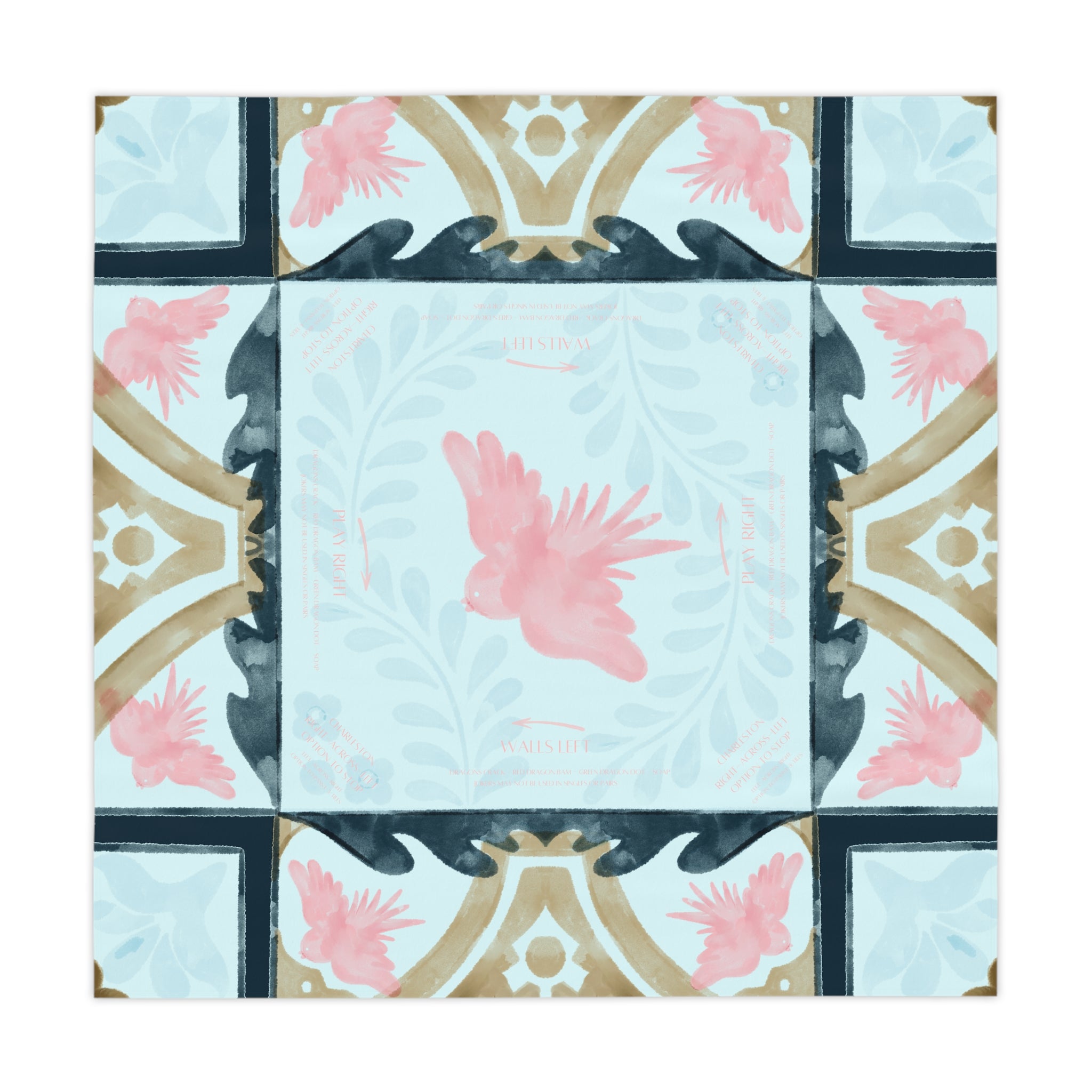 Bird Tile Tablecloth, Grandmillennial Table Cover, Hostess Gift, Charleston Rules, West Palm Beach Vibe, Beginner Instructions