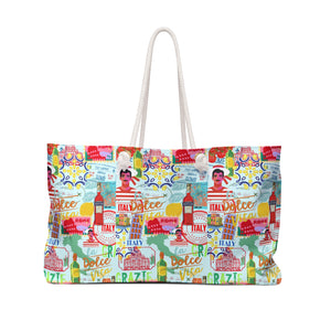 Summer in Italy Large Beach Bag, Shoulder Tote, Campari, La Vida Dolce, Travel Duffel, Vacation Essential
