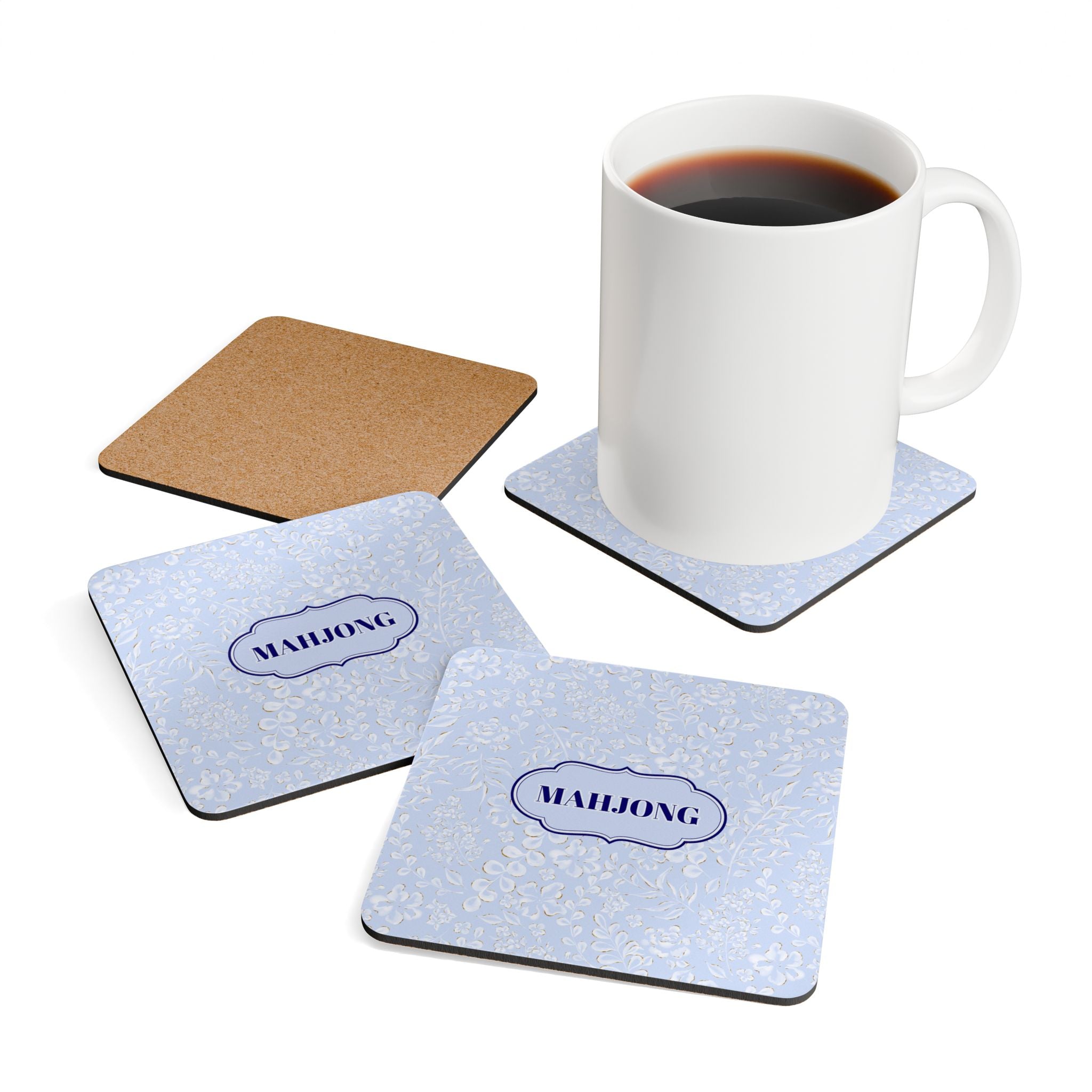 Mahjong Corkwood Coaster Set Carlina Floral