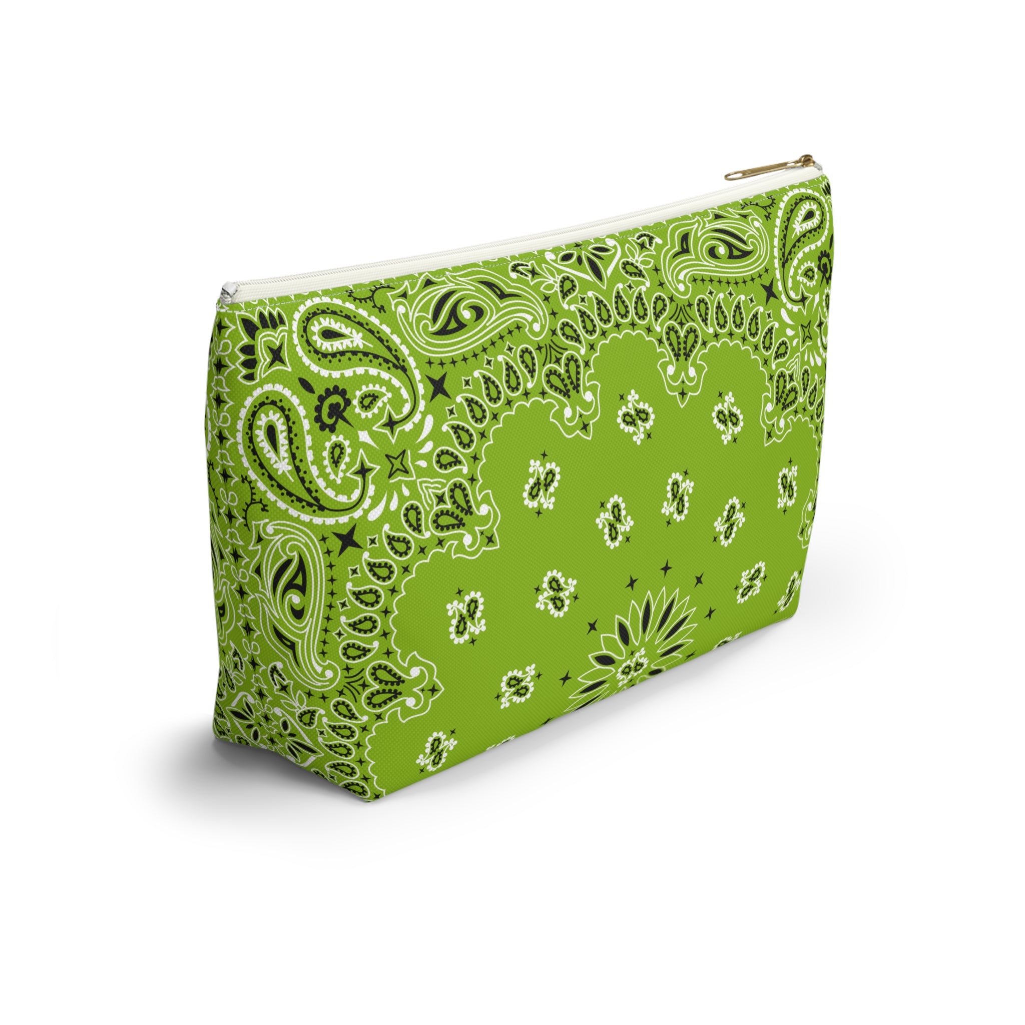 Lime Green Bandana Jewelry Pouch - Travel Organizer, Pencil Bag, Gift for Her, Cosmetic Makeup Bag, Cute Accessory Case