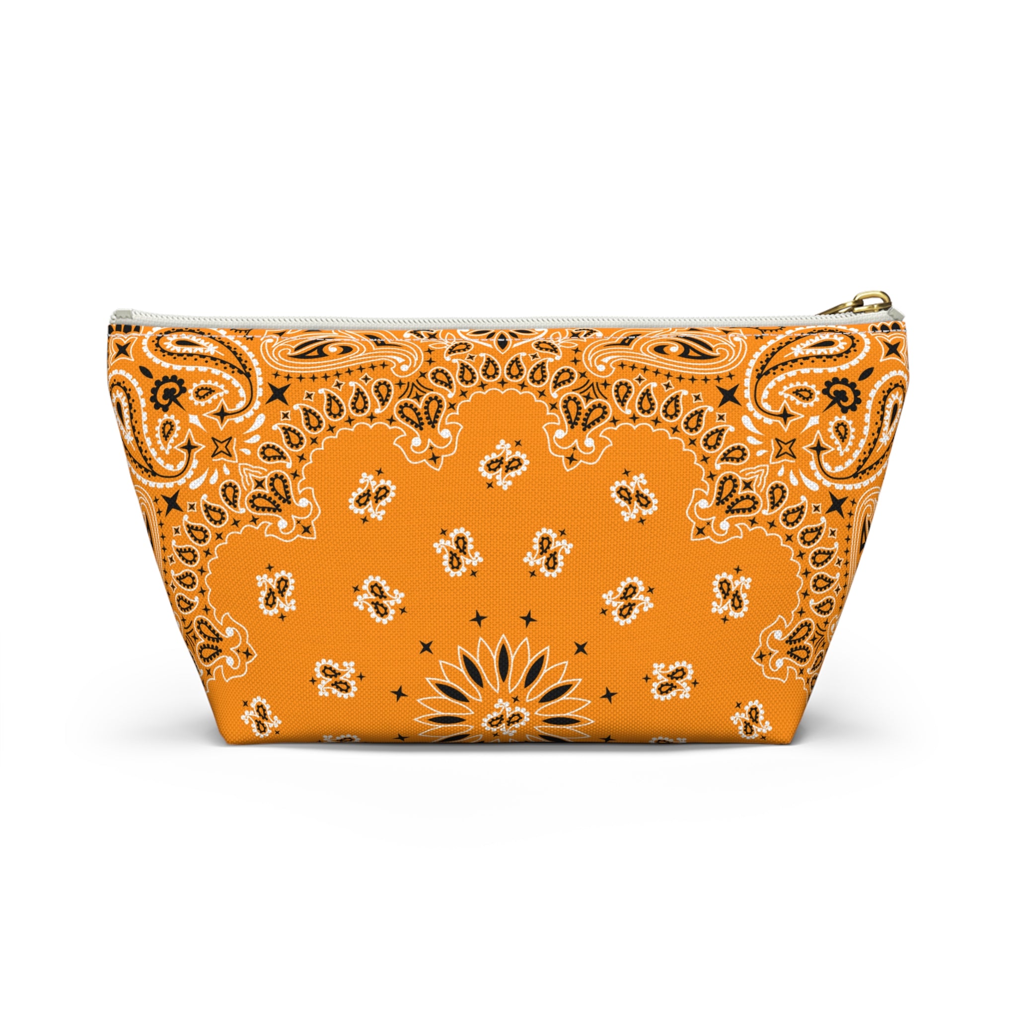 Tangerine Orange Bandana Jewelry Pouch, Costal Cowgirl, Her Travel Organizer , Cosmetic Makeup Accessory Case, Rodeo Western Classic