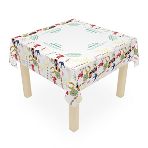 Lucky You Mahjong Game Night Tablecloth, Hostess Gift,  Beginners Rules, Instructions, 55x55, Cat, Horseshoe, Four Leaf Clover, Wishbone