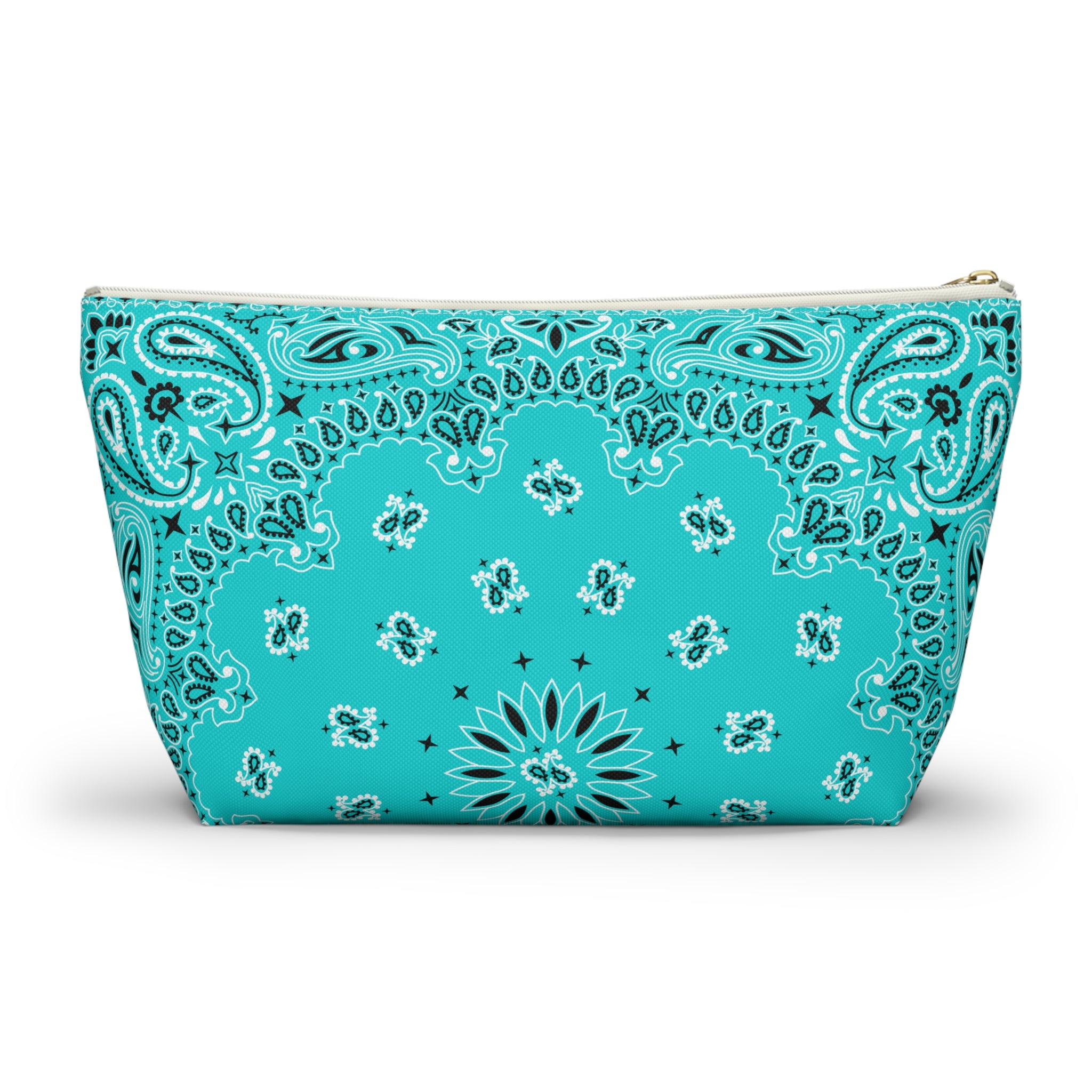 Teal Blue Bandana Jewelry Pouch - Travel Organizer, Pencil Bag, Gift for Her, Cosmetic Makeup Bag, Cute Accessory Case
