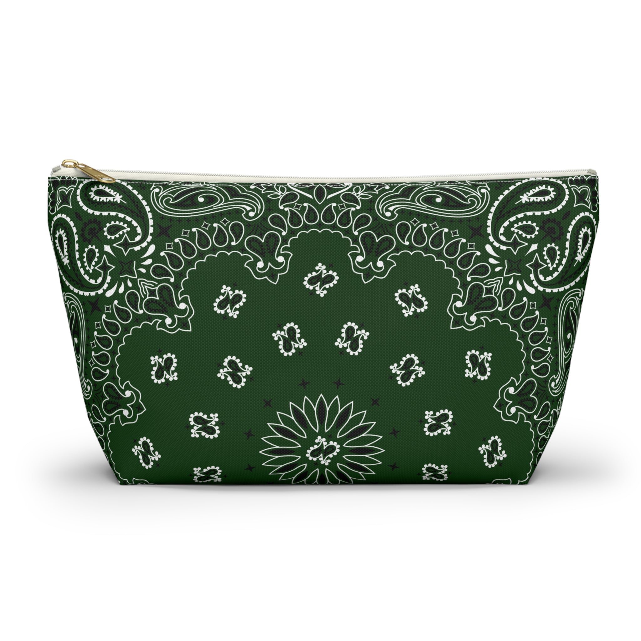 Forest Green Bandana Jewelry Pouch - Travel Organizer, Pencil Bag, Gift for Her, Cosmetic Makeup Bag, Cute Accessory Case