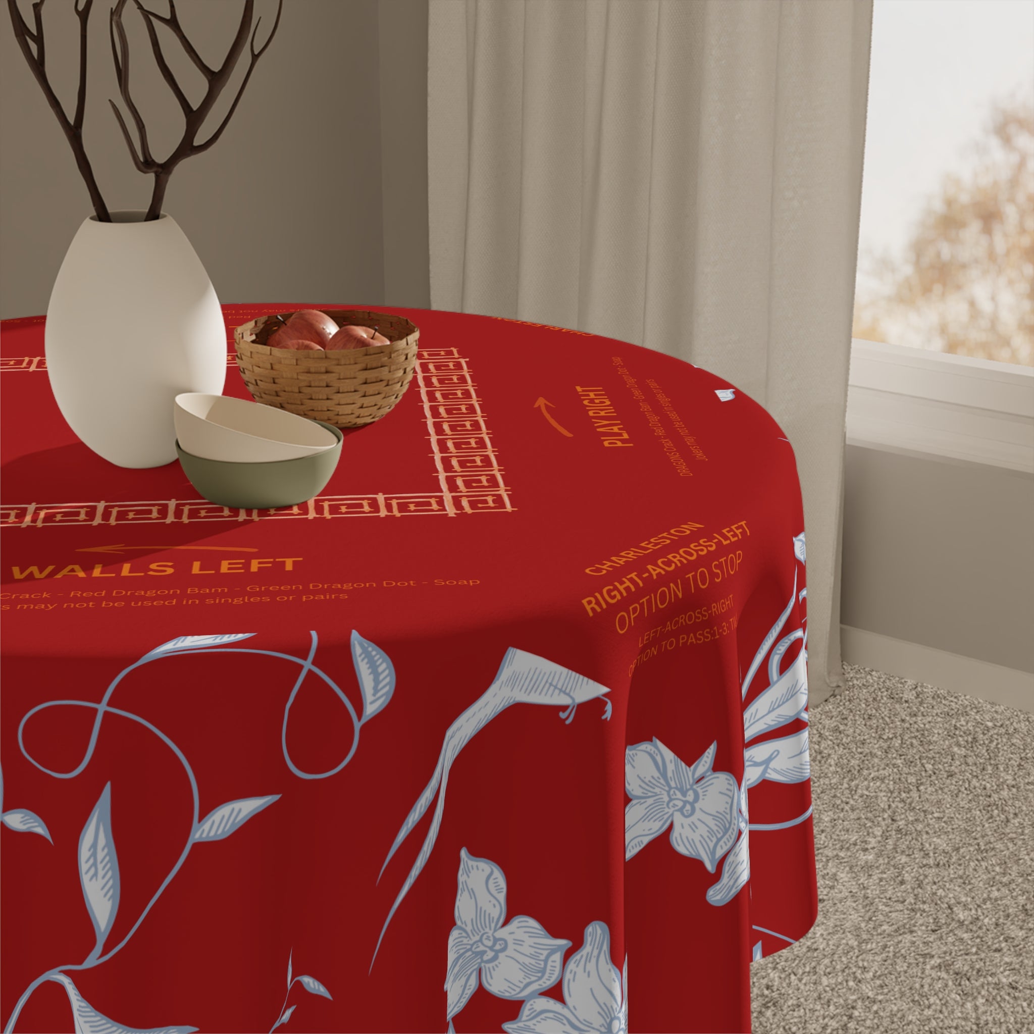 Red Birdie Tablecloth, Grandmillennial Table Cover, Hostess Gift, Charleston Rules, Beginner Instructions