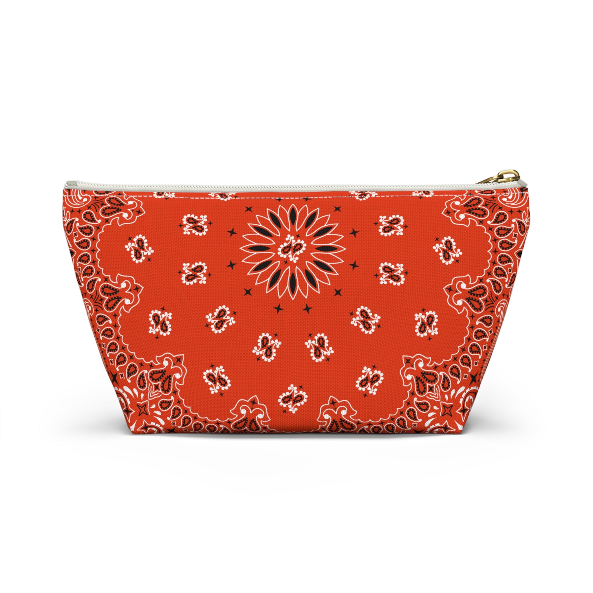 Orange Bandana Jewelry Pouch - Travel Organizer, Pencil Bag, Gift for Her, Cosmetic Makeup Bag, Cute Accessory Case