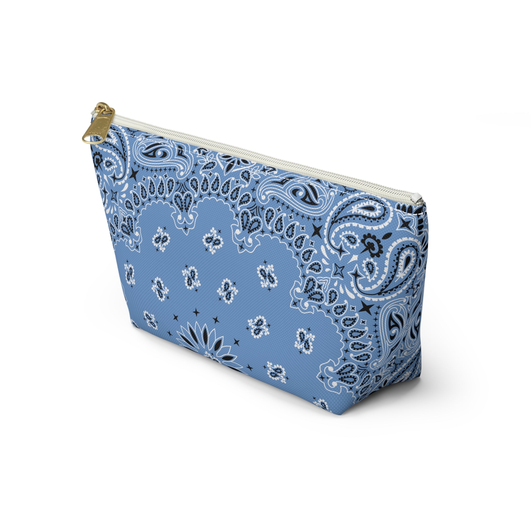 French Blue Bandana Jewelry Pouch - Travel Organizer, Pencil Bag, Gift for Her, Cosmetic Makeup Bag, Cute Accessory Case