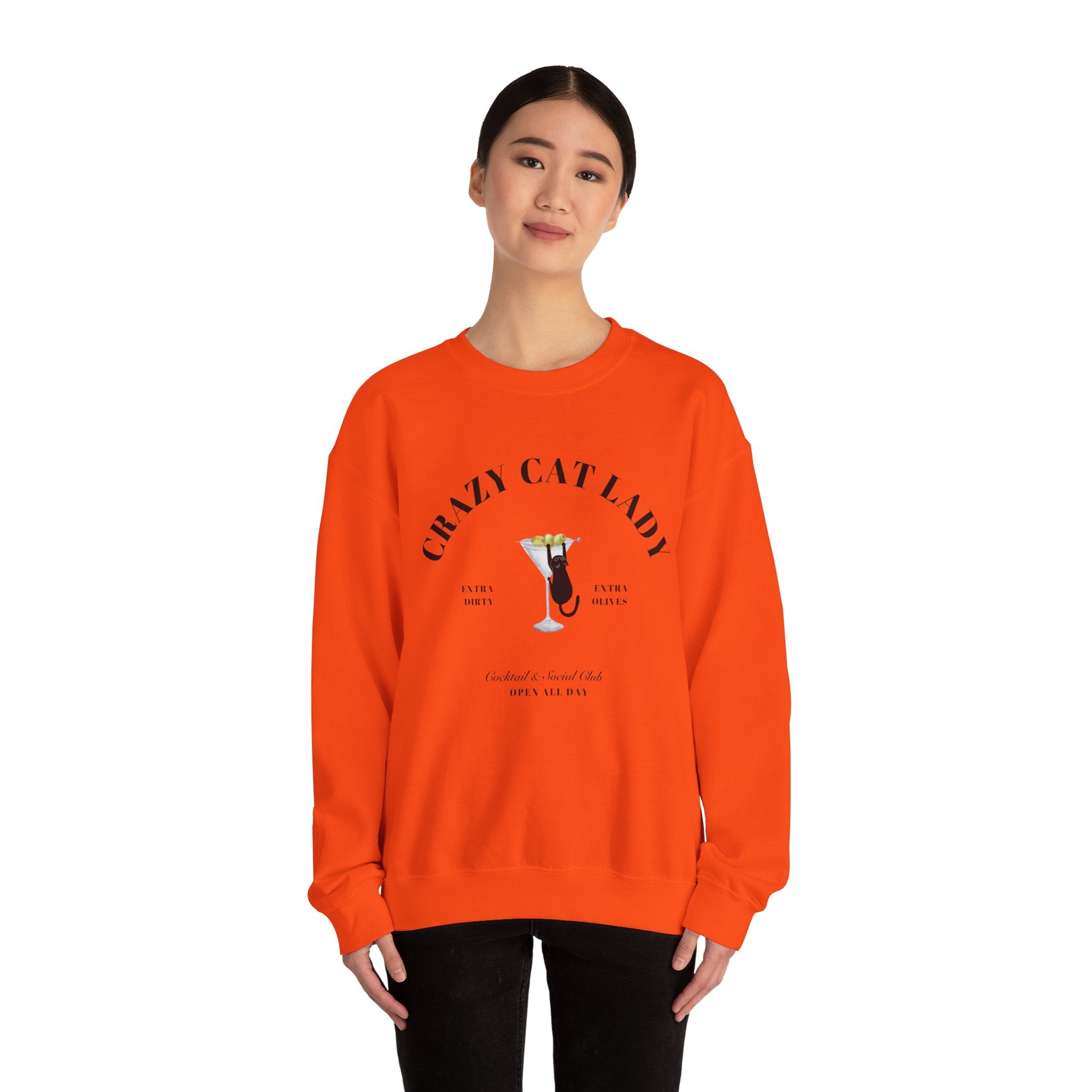 Crazy Cat Lady Social Club Sweatshirt, Dirty Martini, Extra Olives, Extra Dirty, Open All Day