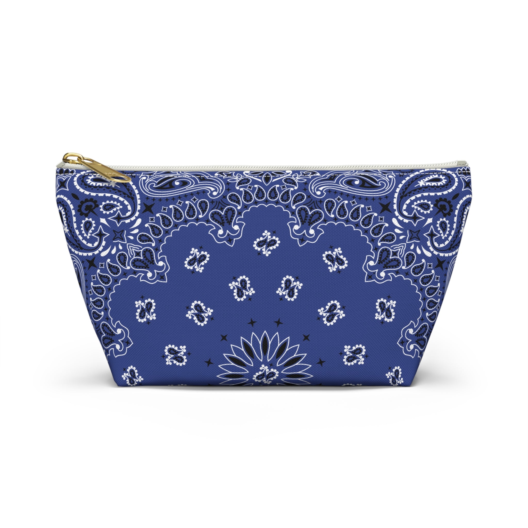 Blue Bandana Jewelry Pouch - Travel Organizer, Pencil Bag, Gift for Her, Cosmetic Makeup Bag, Cute Accessory Case