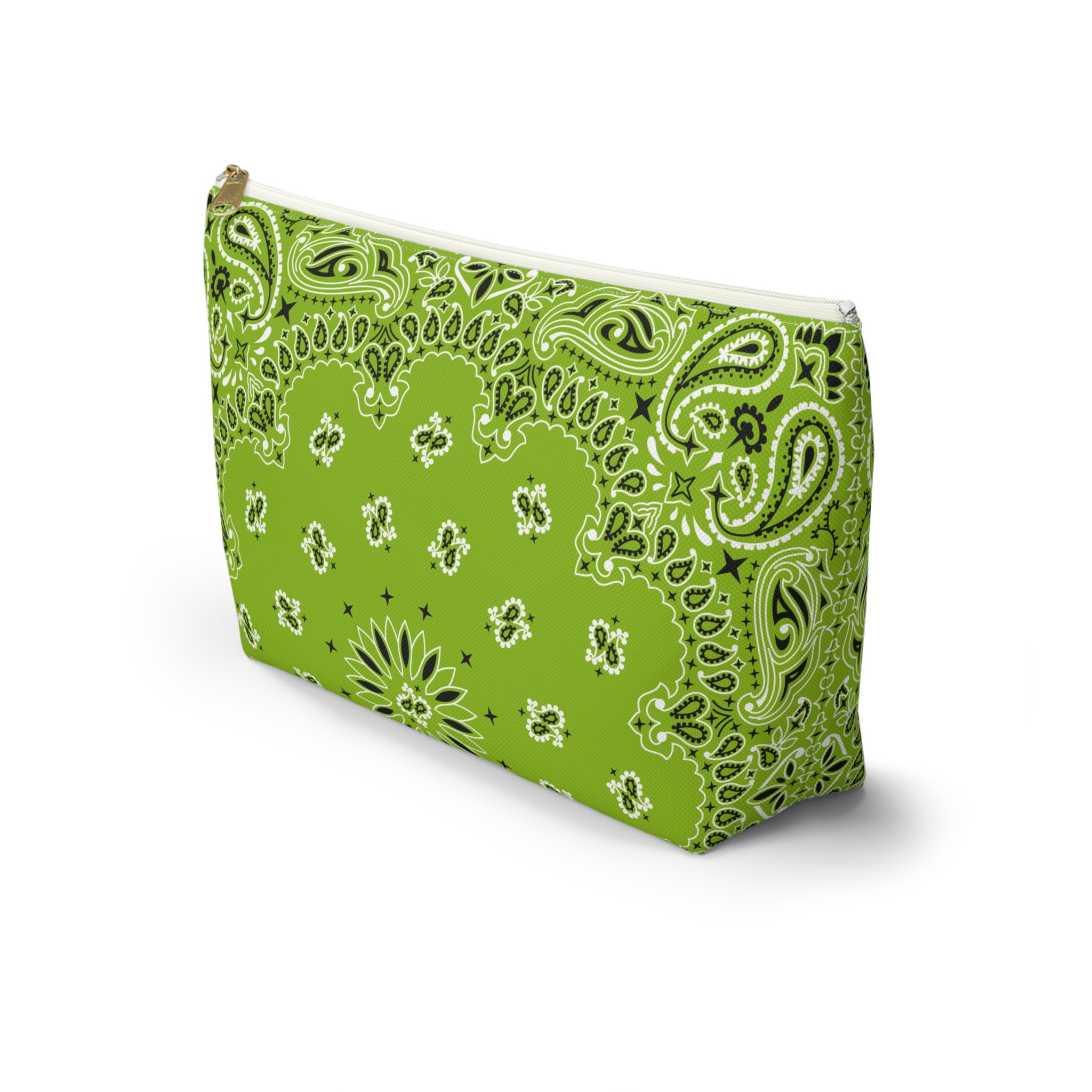 Lime Green Bandana Jewelry Pouch - Travel Organizer, Pencil Bag, Gift for Her, Cosmetic Makeup Bag, Cute Accessory Case