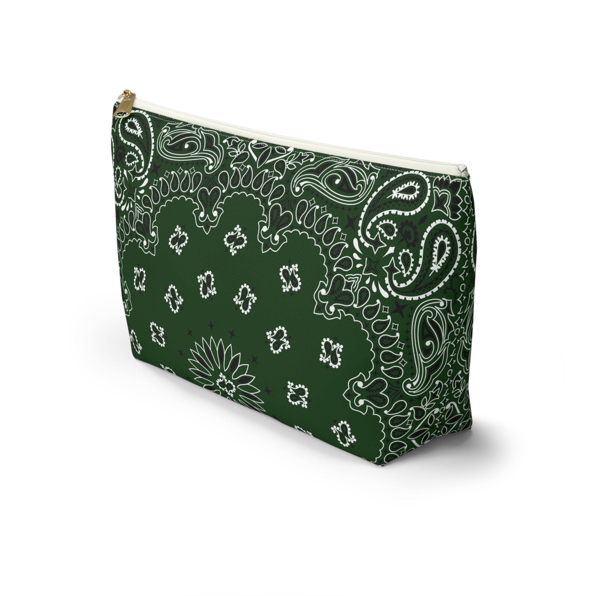 Forest Green Bandana Jewelry Pouch - Travel Organizer, Pencil Bag, Gift for Her, Cosmetic Makeup Bag, Cute Accessory Case