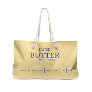 Stick of Butter Beach Bag, Yellow Funny Gift for Foodie Chief, Cooks, Hostess, Weekender, Grocery and Cooking Utensil Tote