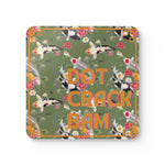 Mahjong Corkwood Coaster Set Koi Pond Green