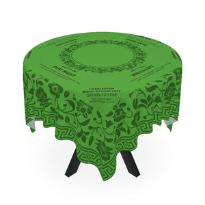Green Floral MAHJONG Tablecloth, Instructions, Size 55 x 55, With Rules for Beginners, Saint Patrick's Day