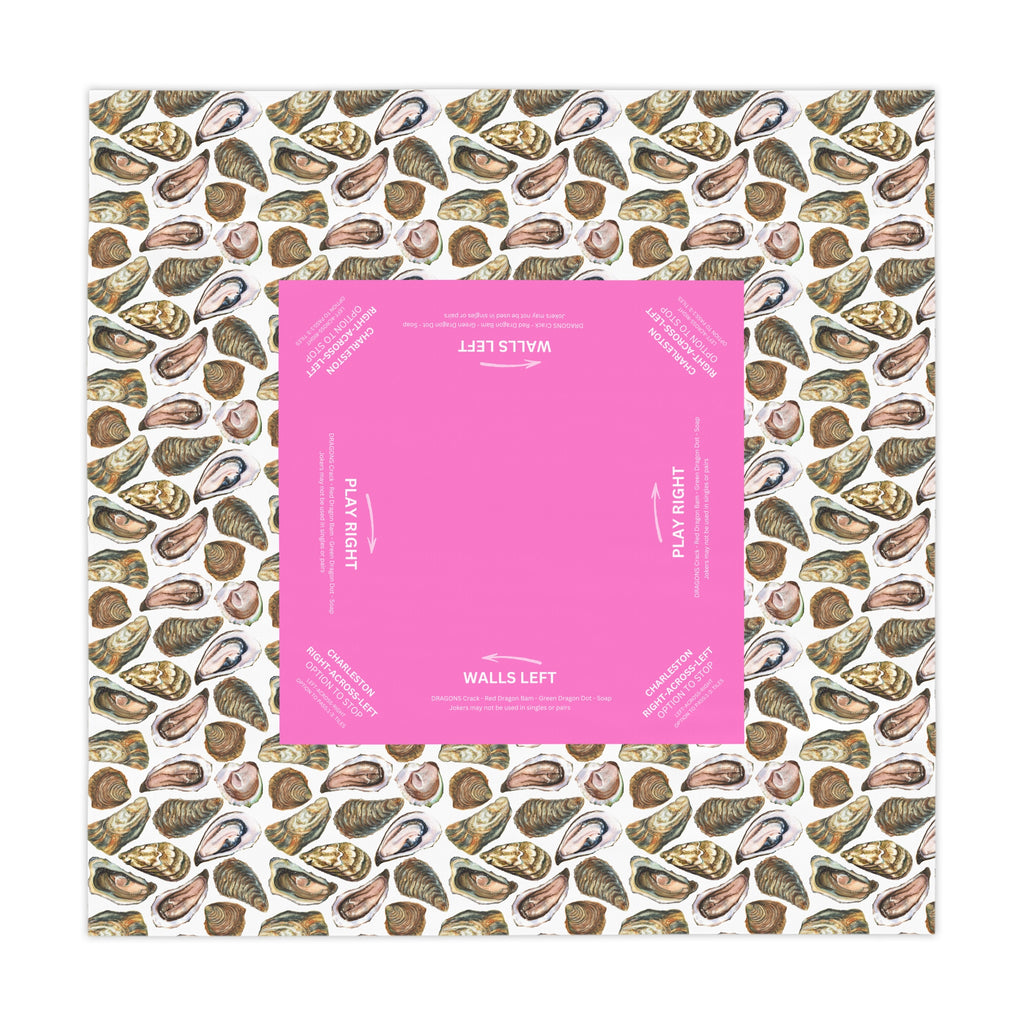 Oysters Mahjong Tablecloth, Game Night Hostess Gift 55x55, Pink Sea Life, Ocean Theme, Mahj, 4th of July, with instrucitons