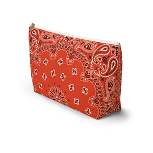 Orange Bandana Jewelry Pouch - Travel Organizer, Pencil Bag, Gift for Her, Cosmetic Makeup Bag, Cute Accessory Case