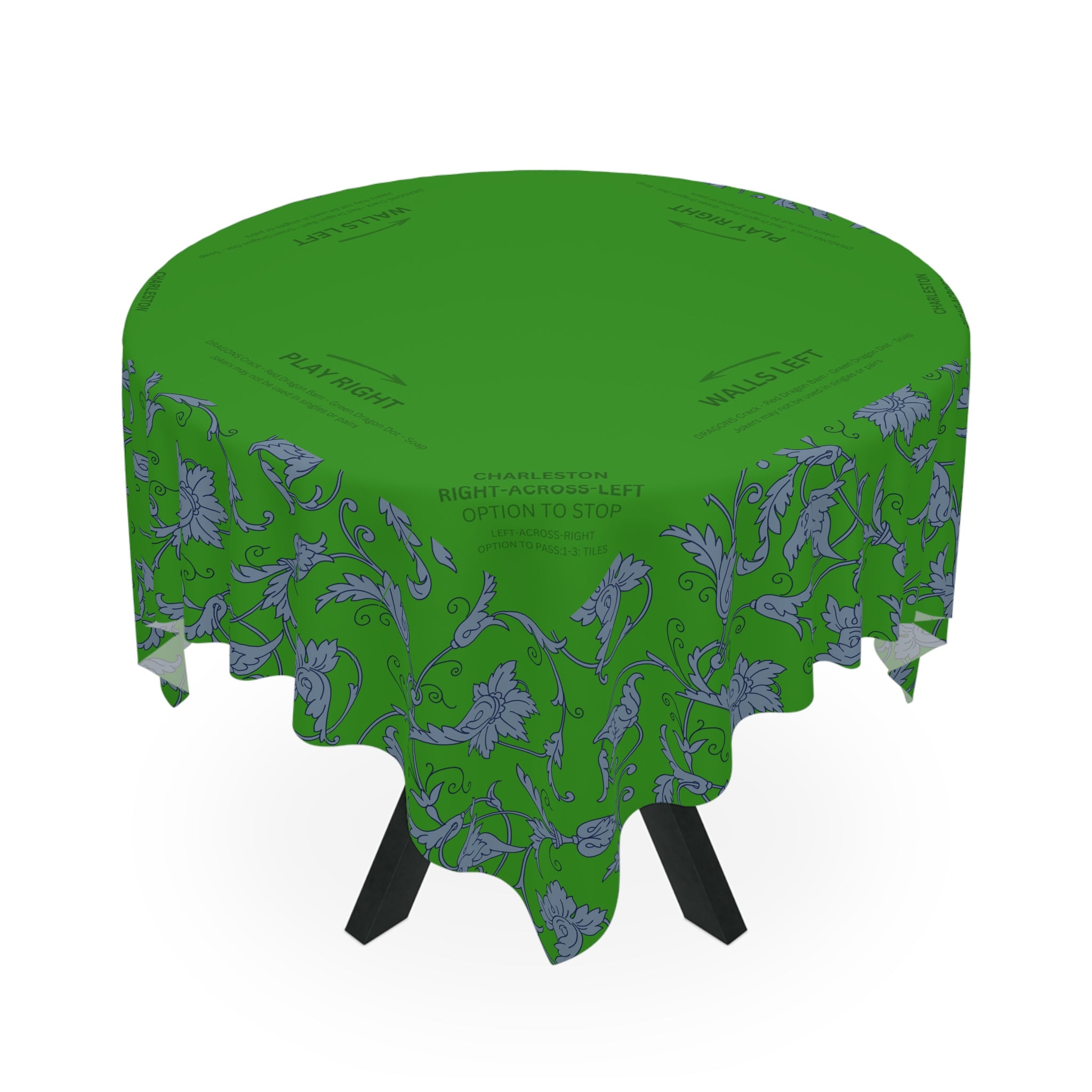 Mahjong Tablecloth, Green Vines Design, Game Night Decor, Hostess Gift, Charleston Rules
