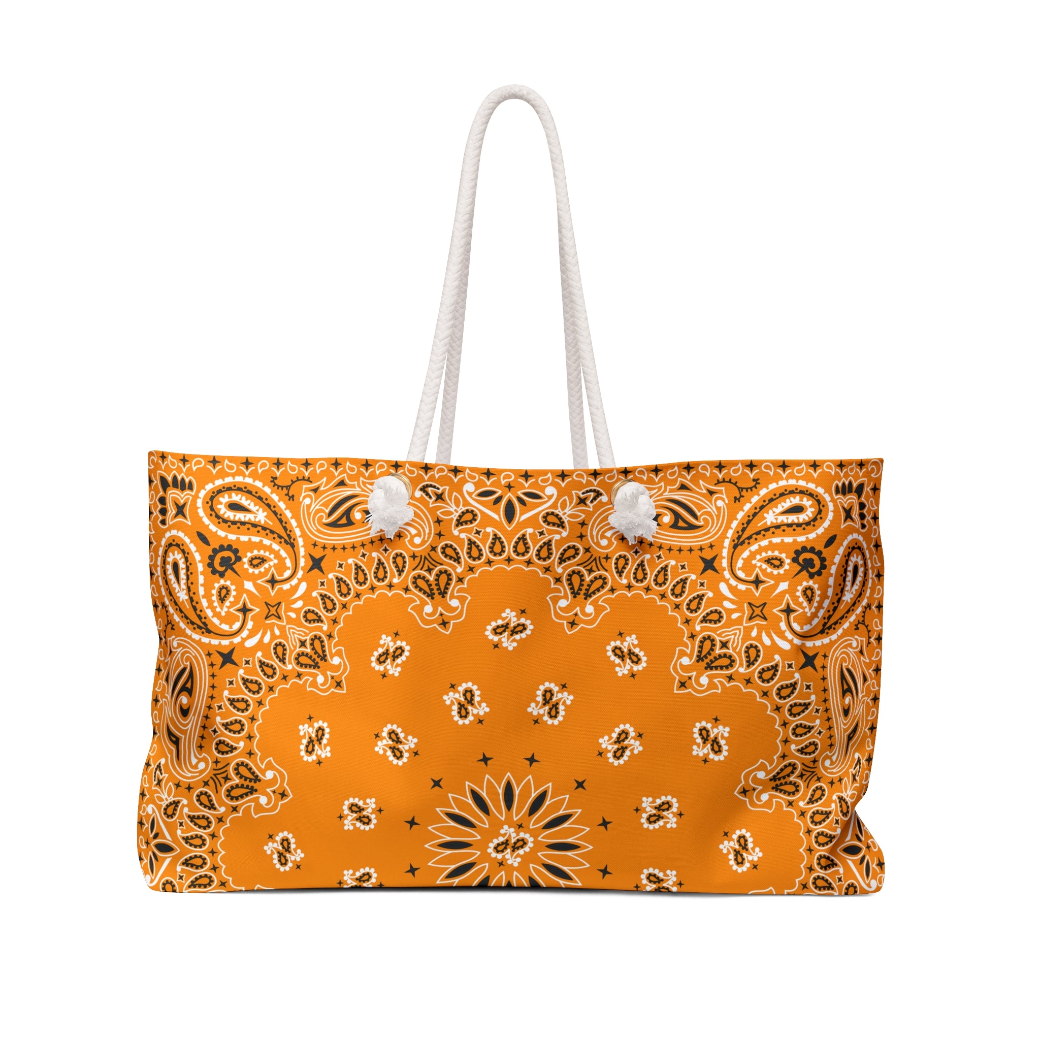 Tangerine Bandana Weekender Bag, Tote, Preppy Beach Duffel, Purse, Travel Overnight Carry-On, Handbag, Costal Cowgirl, Western Rodeo Style
