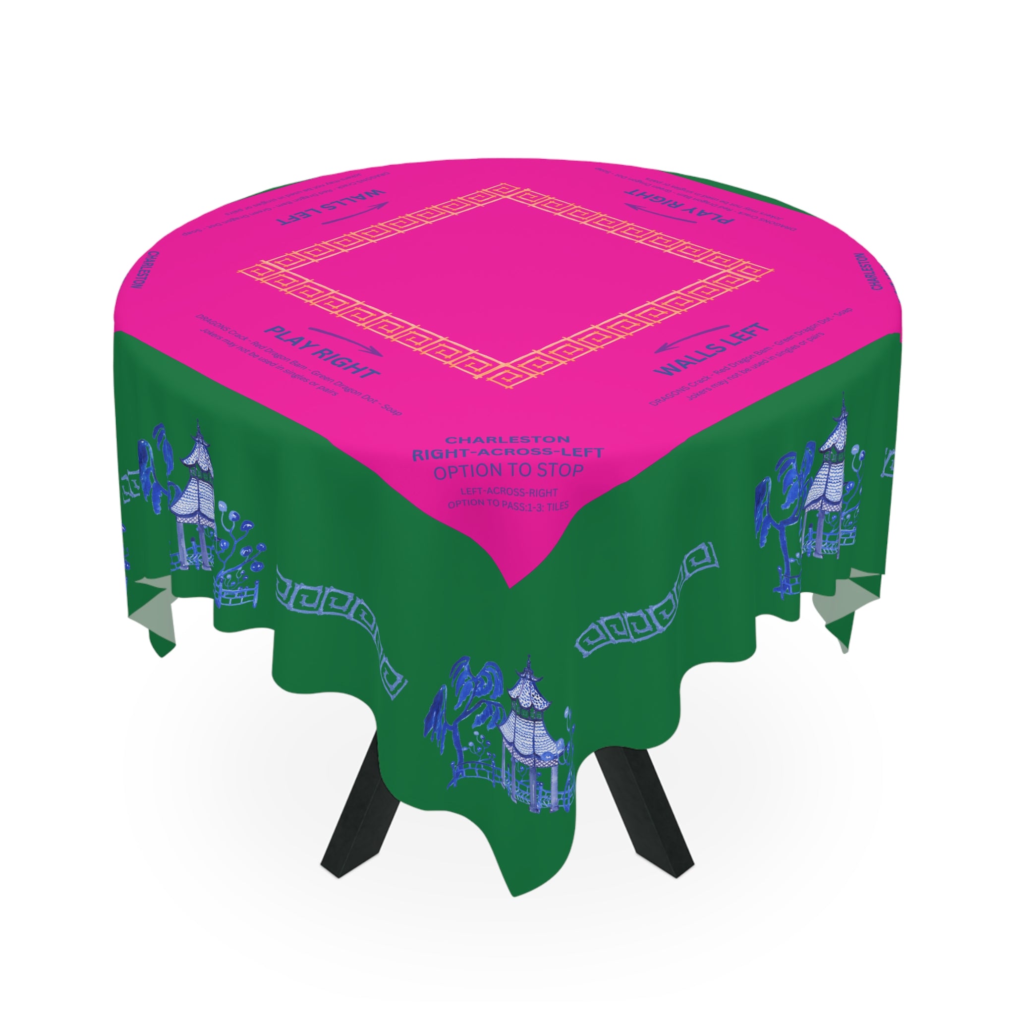 Blue Pagoda Tablecloth, Grandmillennial Table Cover, Hostess Gift, Charleston Rules, Beginner Instructions