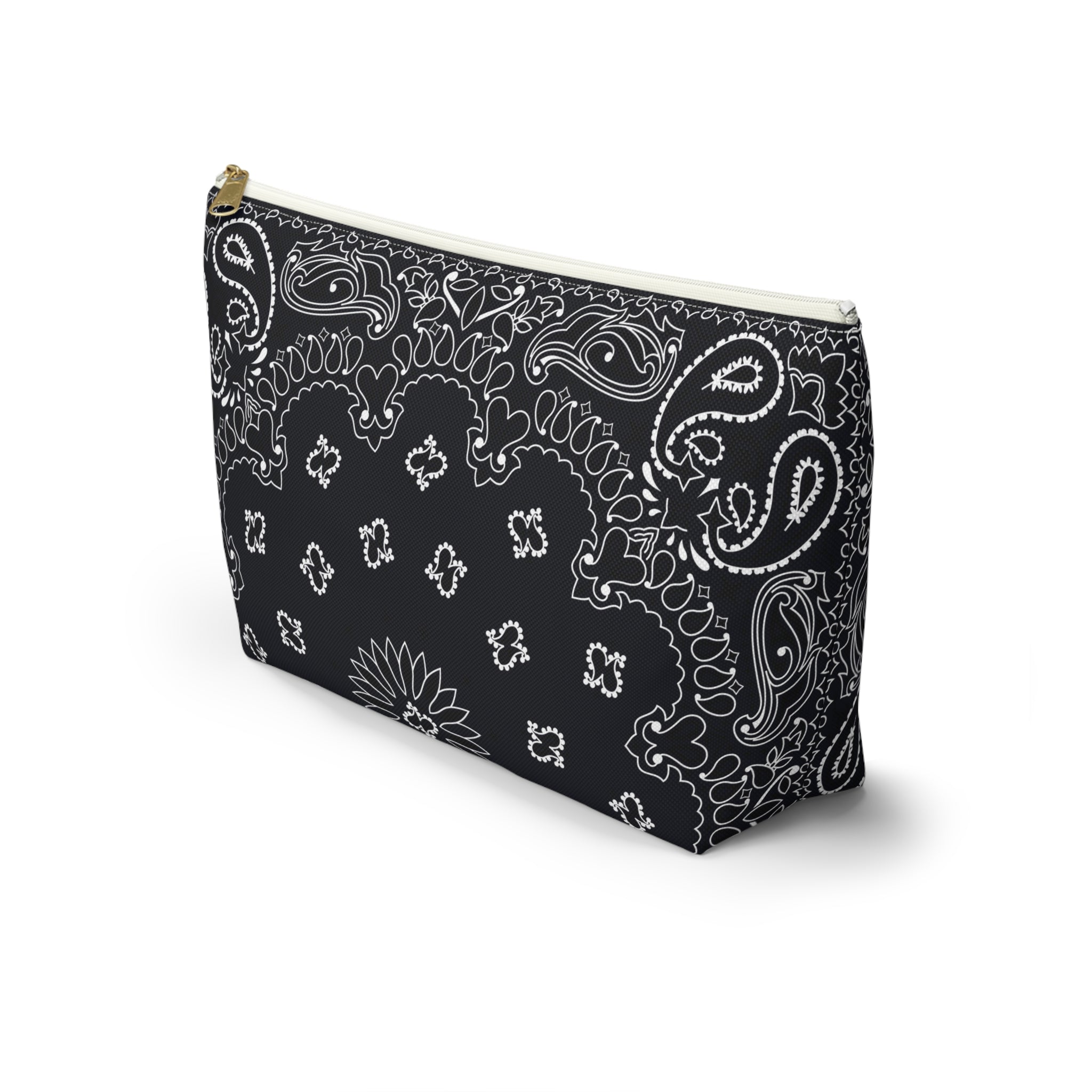 Black Bandana Jewelry Pouch - Travel Organizer, Pencil Bag, Gift for Her, Cosmetic Makeup Bag, Cute Accessory Case