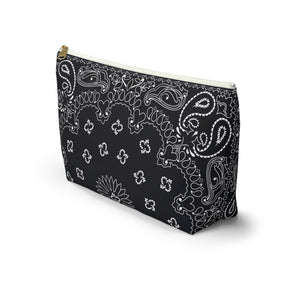 Black Bandana Jewelry Pouch - Travel Organizer, Pencil Bag, Gift for Her, Cosmetic Makeup Bag, Cute Accessory Case