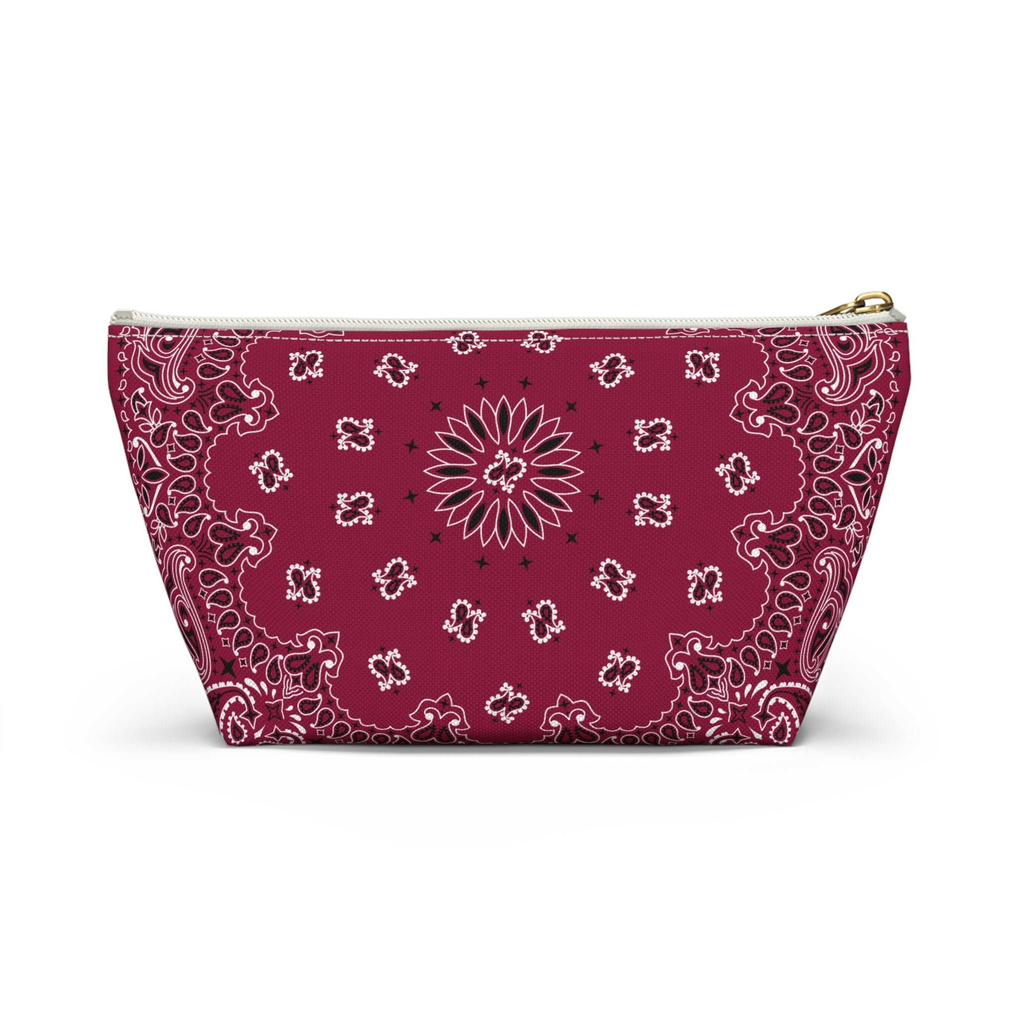 Deep Red Bandana Jewelry Pouch, Classic Americana, Pencil Bag, Travel Organizer, Gift for Her, Cute Cosmetic or Make up Bag