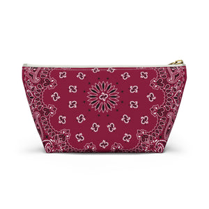 Deep Red Bandana Jewelry Pouch, Classic Americana, Pencil Bag, Travel Organizer, Gift for Her, Cute Cosmetic or Make up Bag
