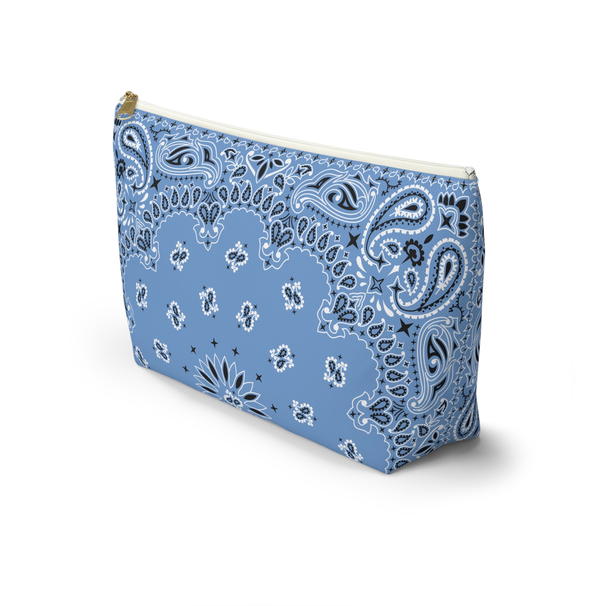 French Blue Bandana Jewelry Pouch - Travel Organizer, Pencil Bag, Gift for Her, Cosmetic Makeup Bag, Cute Accessory Case