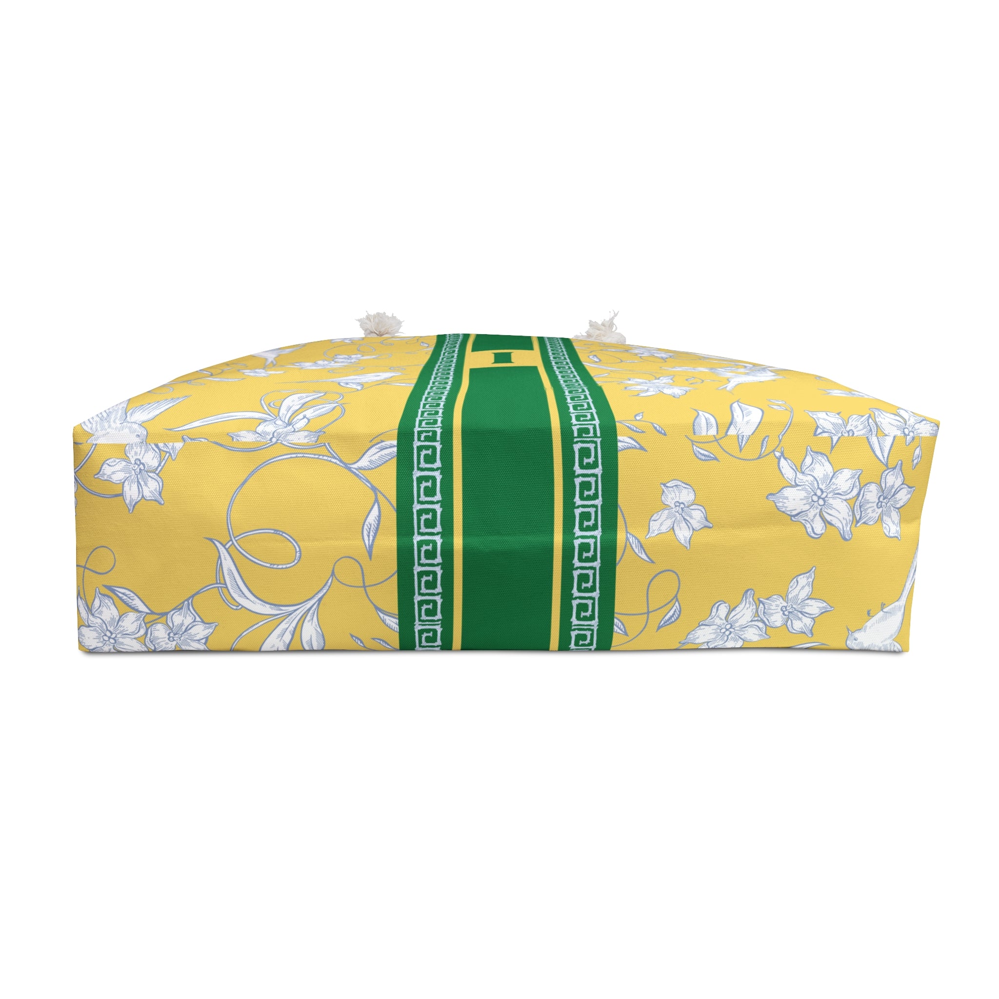 Monogramed Mahjong Tiles Weekender Tote, Personalized Initial, Yellow Birdie Overnight Carry-On