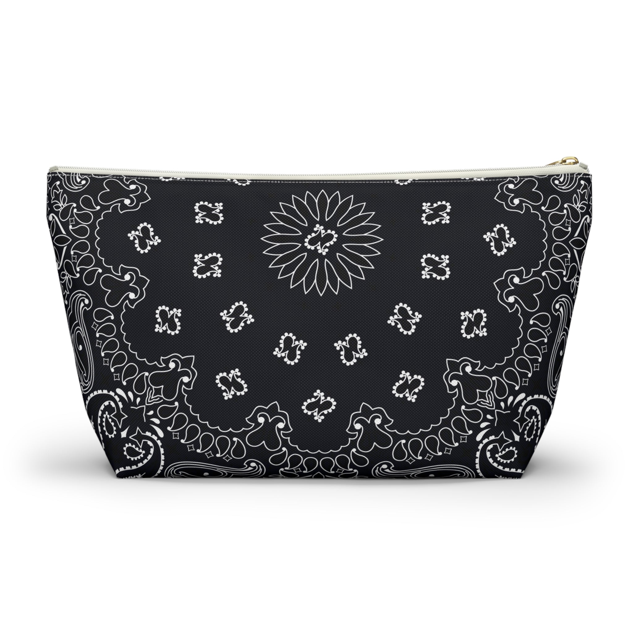 Black Bandana Jewelry Pouch - Travel Organizer, Pencil Bag, Gift for Her, Cosmetic Makeup Bag, Cute Accessory Case