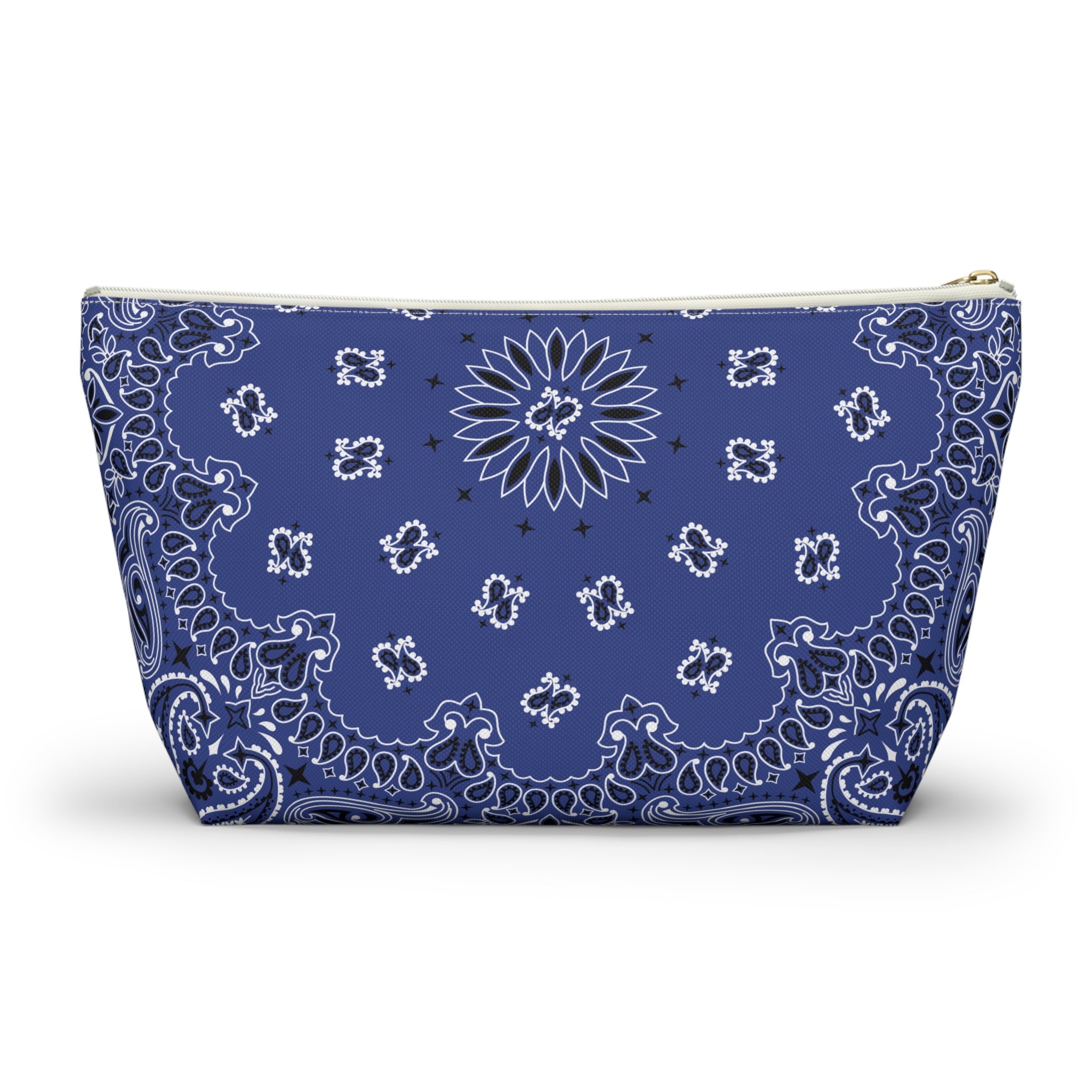 Blue Bandana Jewelry Pouch - Travel Organizer, Pencil Bag, Gift for Her, Cosmetic Makeup Bag, Cute Accessory Case