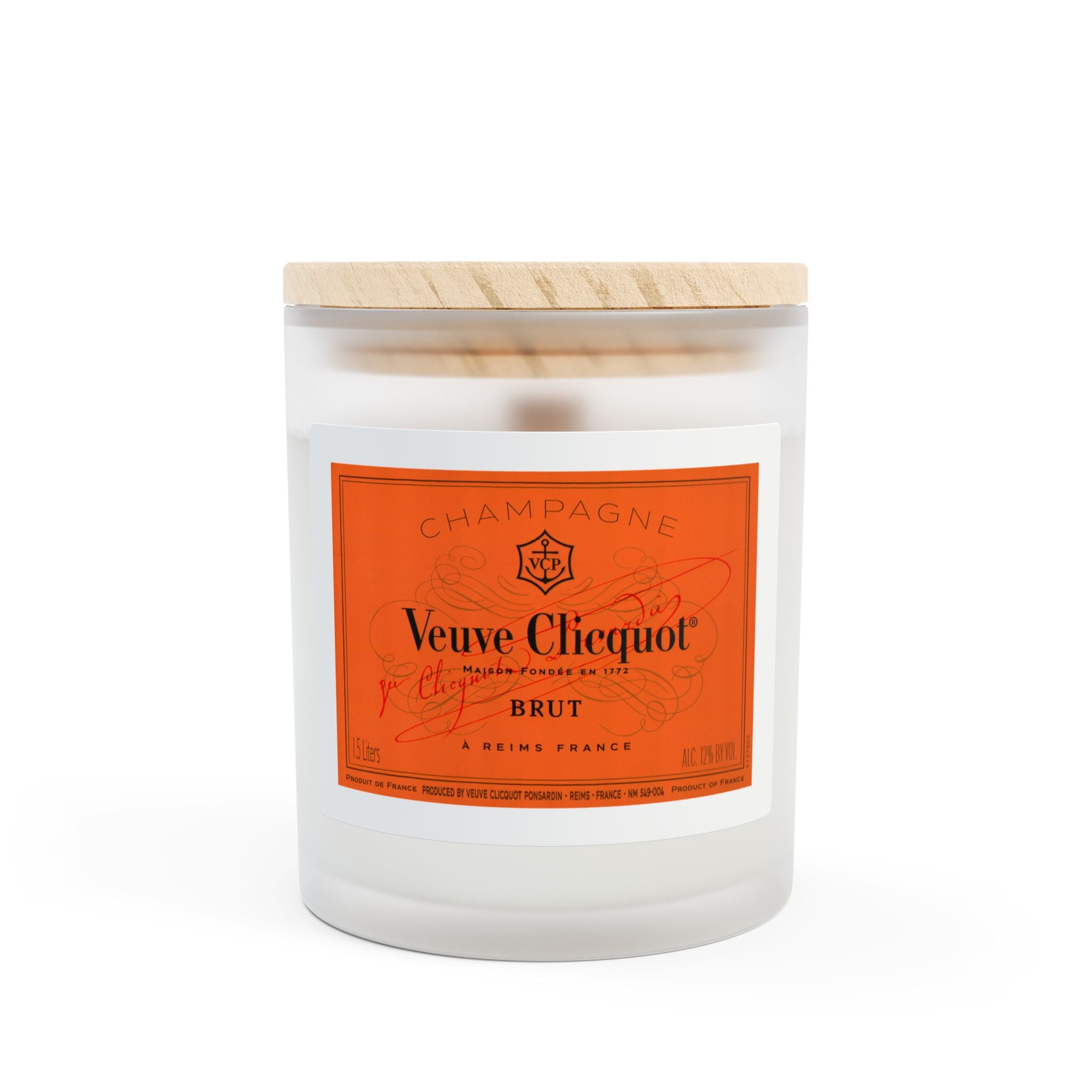 Veuve Clicquot Frosted Glass Candle, 11oz, Coconut Soy Blended Wax, Old Money, Sporty Rich
