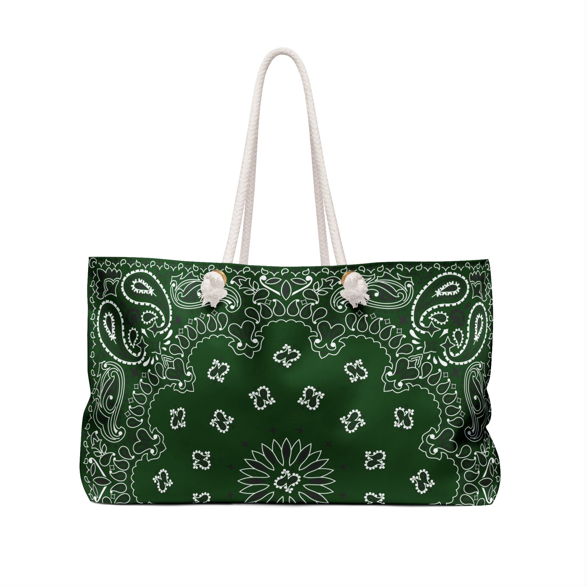 Forest Green Bandana Weekender Bag, Tote, Preppy Beach Duffel Purse, Travel Overnight Carry-On, Handbag, Costal Cowgirl, Western Rodeo Style