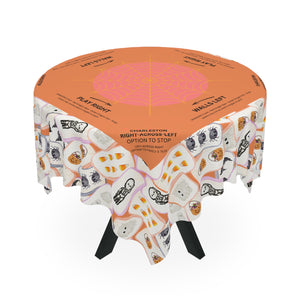 Halloween MAHJONG Tiles Tablecloth, 55 x 55, Hostess Gift, Bat, Pumpkin, Mummy, Skeleton, Ghost, Spider, Witch Charleston Rules Beginners