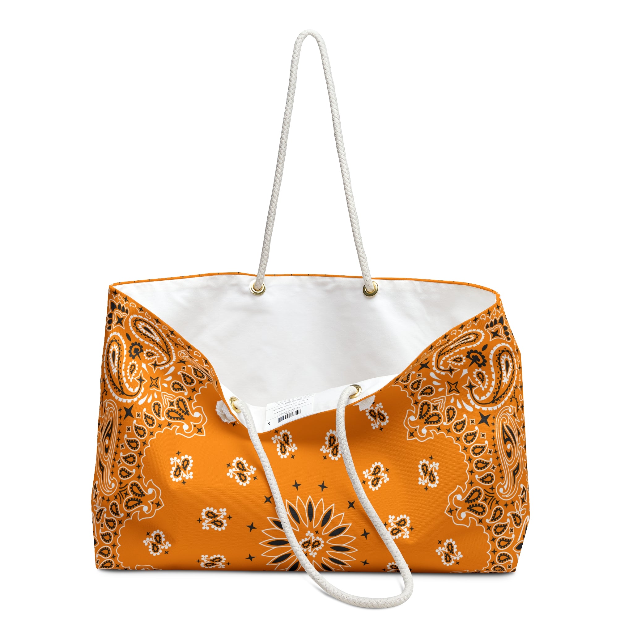 Tangerine Bandana Weekender Bag, Tote, Preppy Beach Duffel, Purse, Travel Overnight Carry-On, Handbag, Costal Cowgirl, Western Rodeo Style
