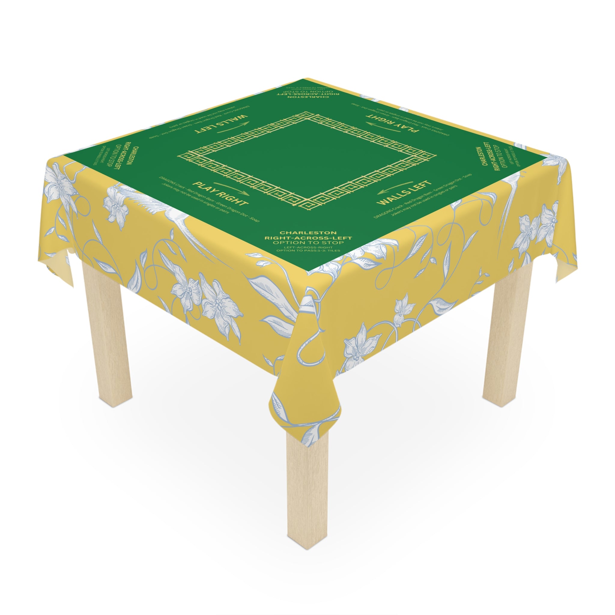 Yellow Bird Tile Tablecloth, Grandmillennial Table Cover, Hostess Gift, Charleston Rules, Beginner Instructions