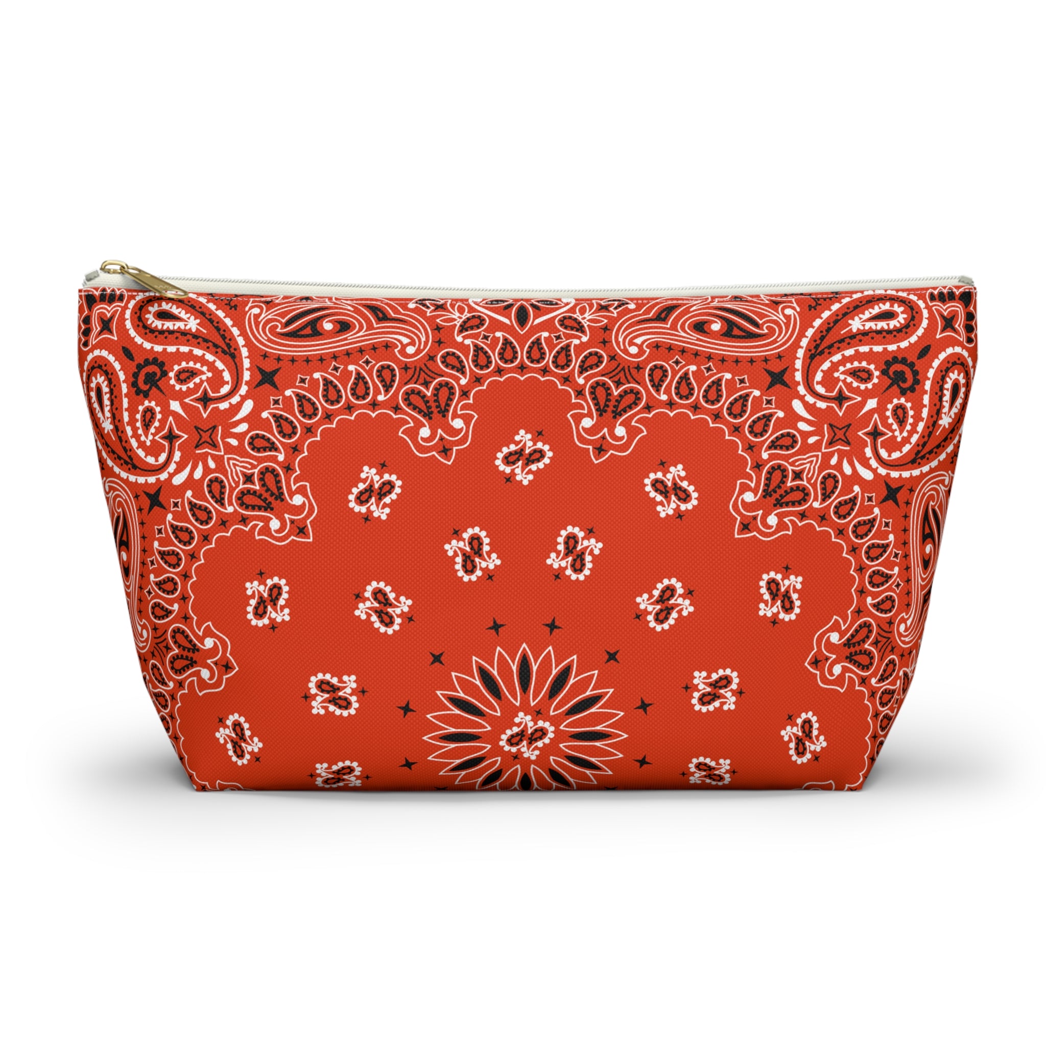 Orange Bandana Jewelry Pouch - Travel Organizer, Pencil Bag, Gift for Her, Cosmetic Makeup Bag, Cute Accessory Case