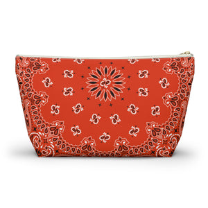 Orange Bandana Jewelry Pouch - Travel Organizer, Pencil Bag, Gift for Her, Cosmetic Makeup Bag, Cute Accessory Case
