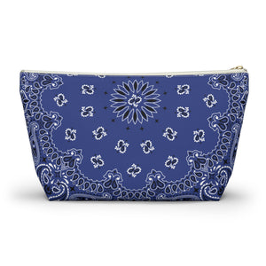Blue Bandana Jewelry Pouch - Travel Organizer, Pencil Bag, Gift for Her, Cosmetic Makeup Bag, Cute Accessory Case