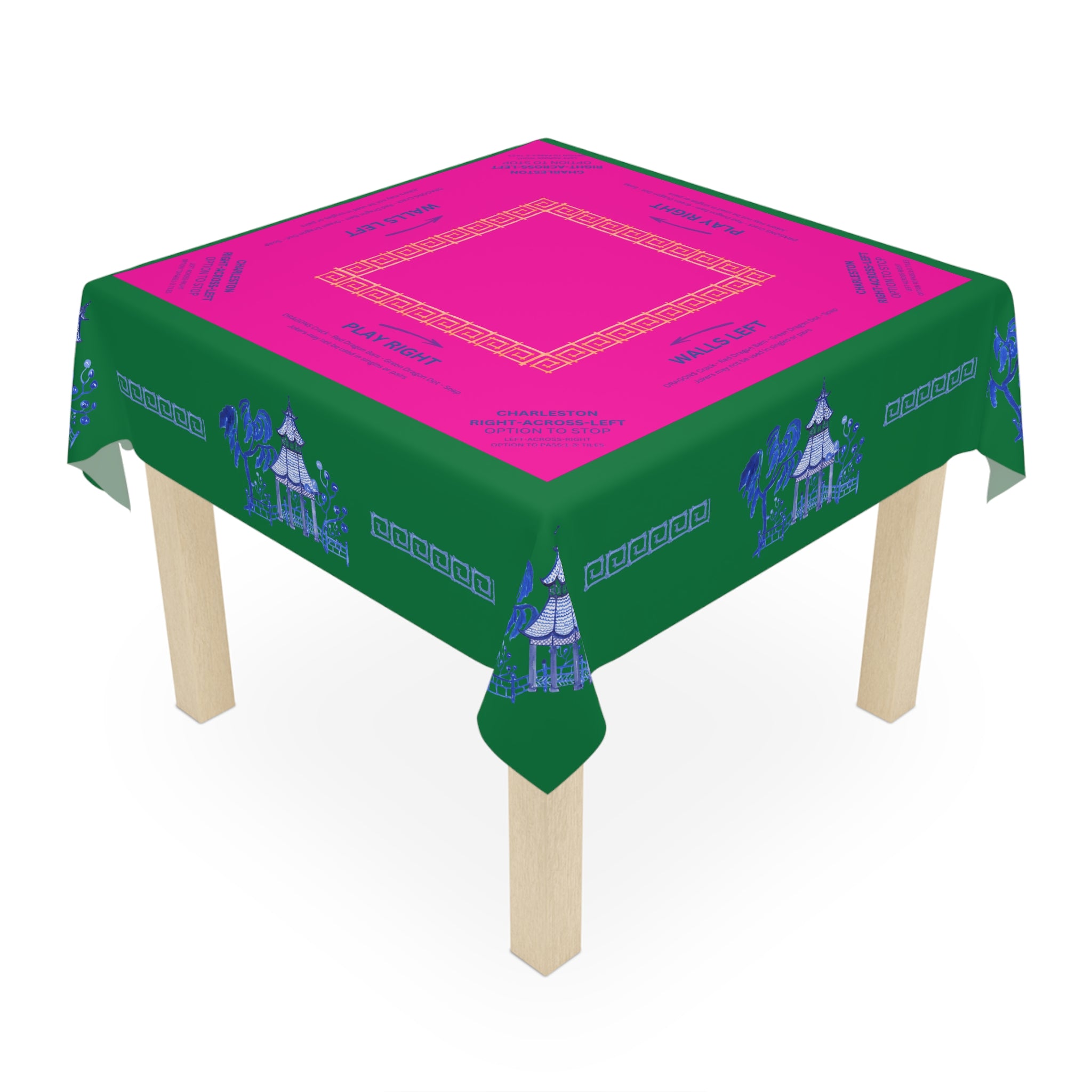 Blue Pagoda Tablecloth, Grandmillennial Table Cover, Hostess Gift, Charleston Rules, Beginner Instructions
