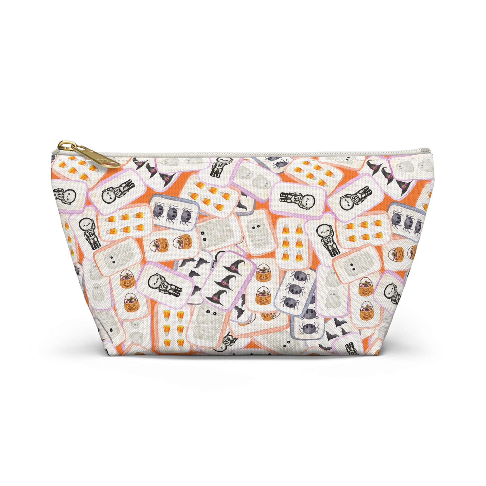 Halloween MAHJONG Tiles Pouch, Hostess Gift, Large and Small Sizes, Game Night Prize, Bat, Witch, Skeleton, Mummy, Pumpkin, Candy Corn, Bat
