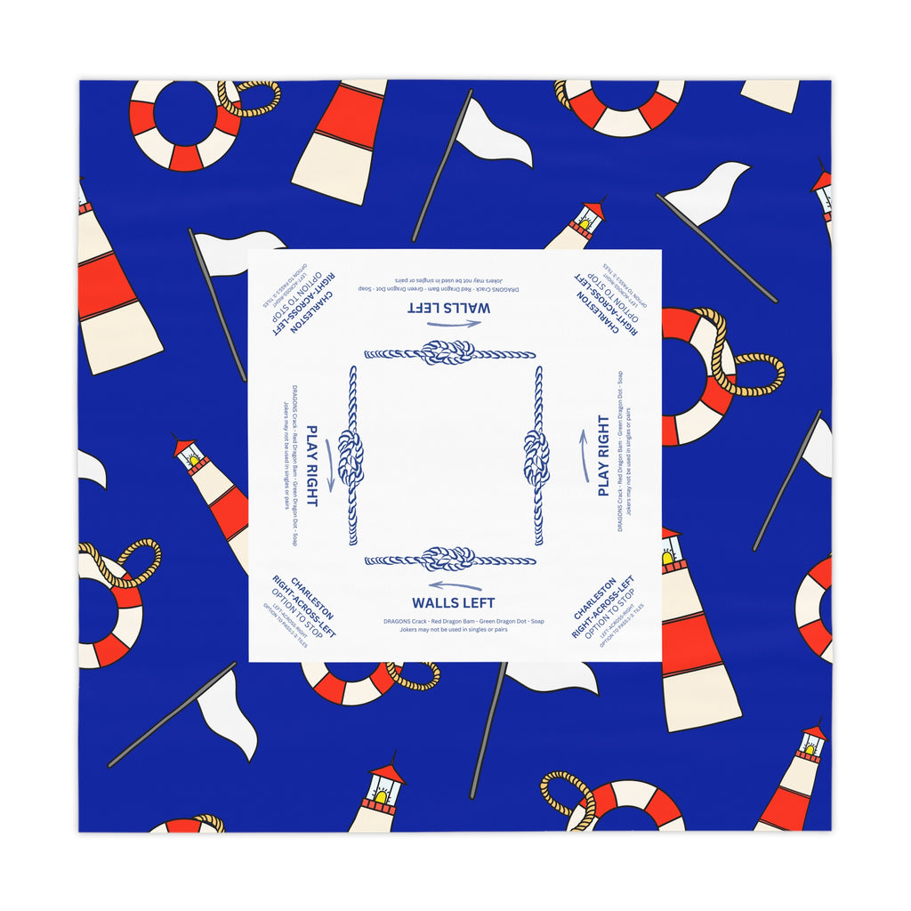 Red, White, and Blue Sailing Mahjong Tablecloth, Game Night Hostess Gift 55x55,Sea Life, Ocean, Mahj Decor, 4th of July, with instrucitons